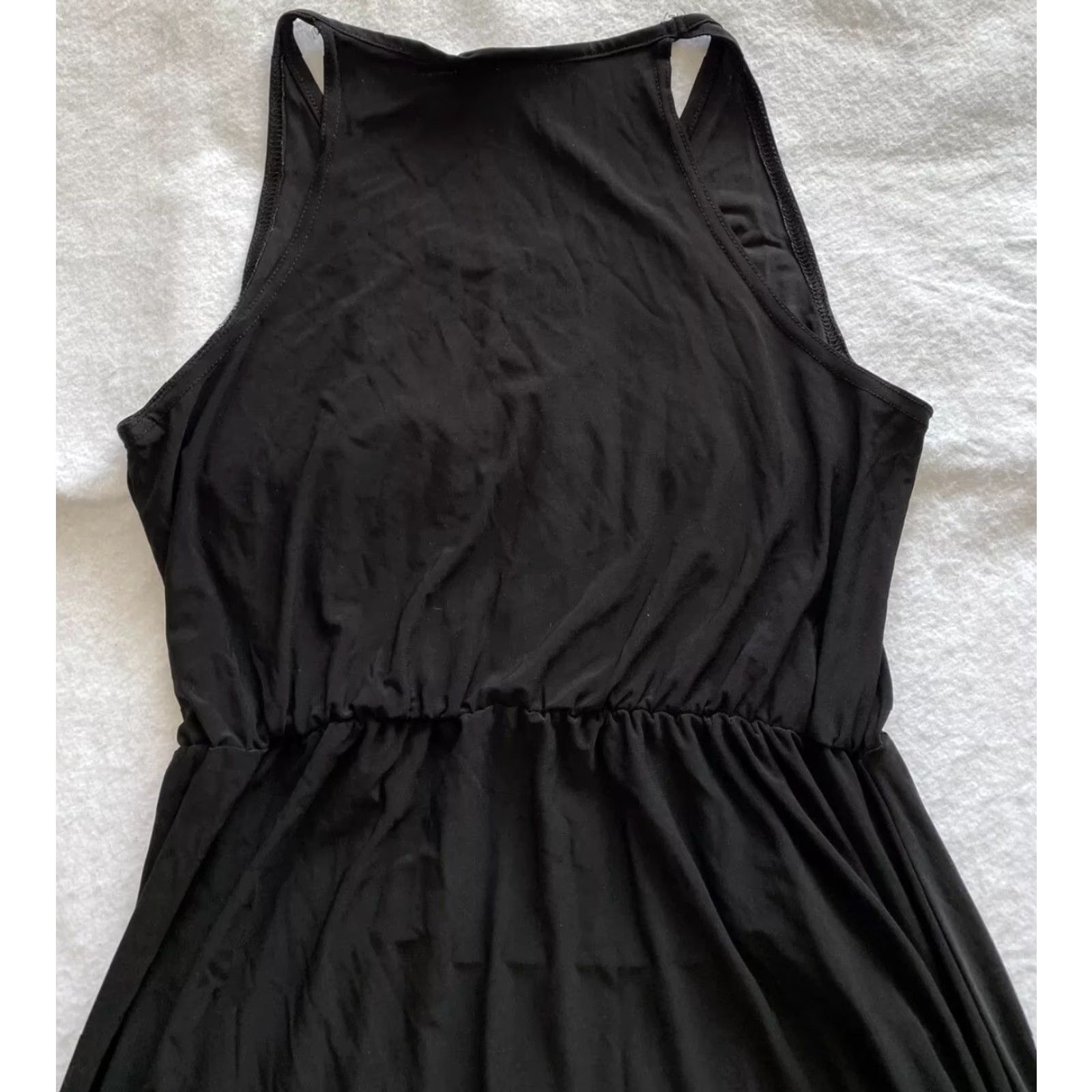 Vintage Abria Sleeveless Dress Black Midi L Women V-Neck Strappy Sleeve Pullover Elastic Waist Casual / 18-33 Regular Size L / US 10 / IT 46 - 7 Thumbnail