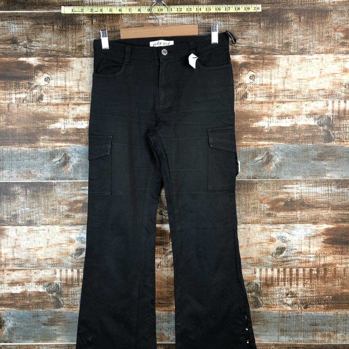 Japanese Brand Jocky Gal Black bootcut Cargo Multipocket Pants #A2559 Size 26" / US 2 / IT 38 - 2 Thumbnail