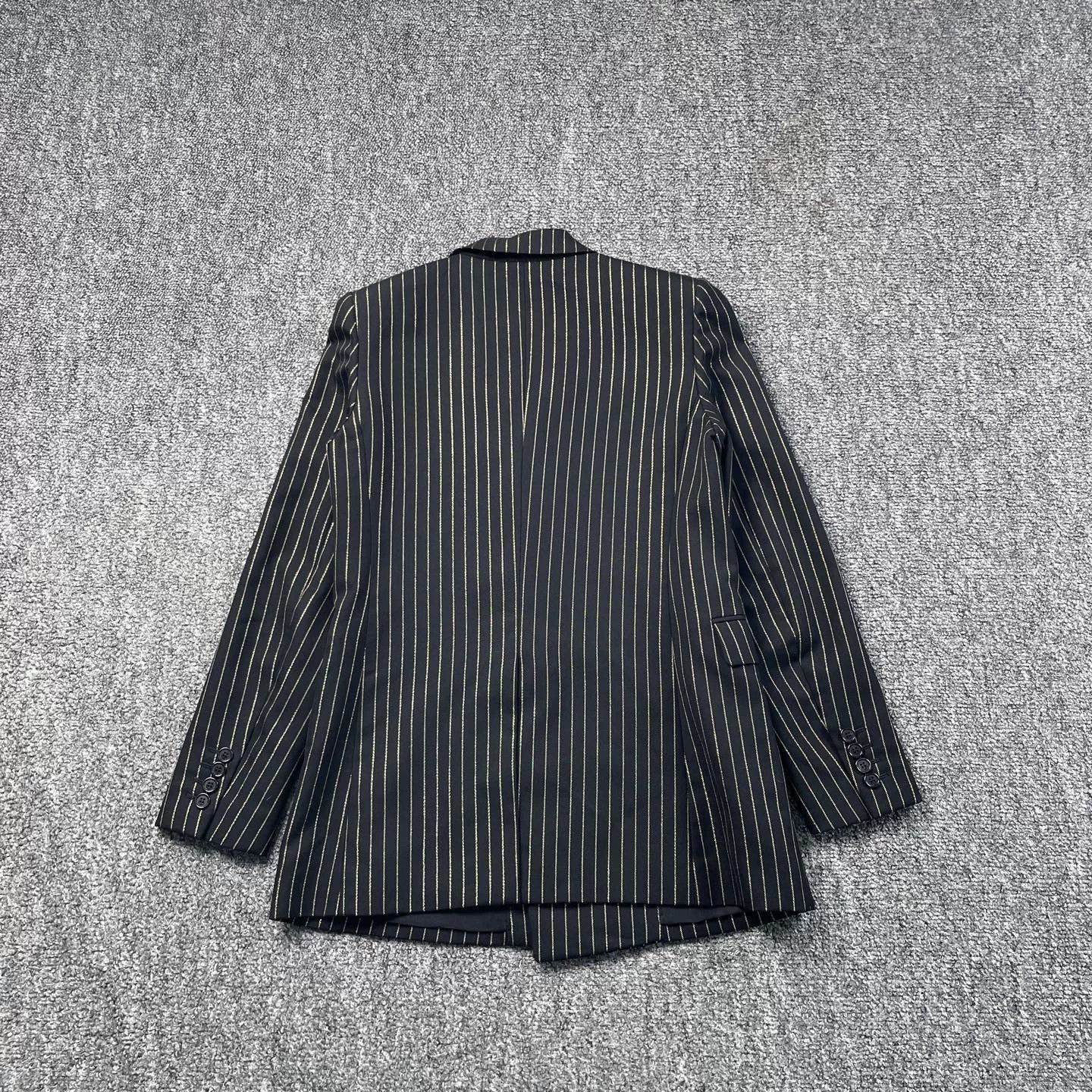 Saint Laurent Paris Saint Laurent Black Pinstripe Blazer Size S / US 4 / IT 40 - 1 Thumbnail