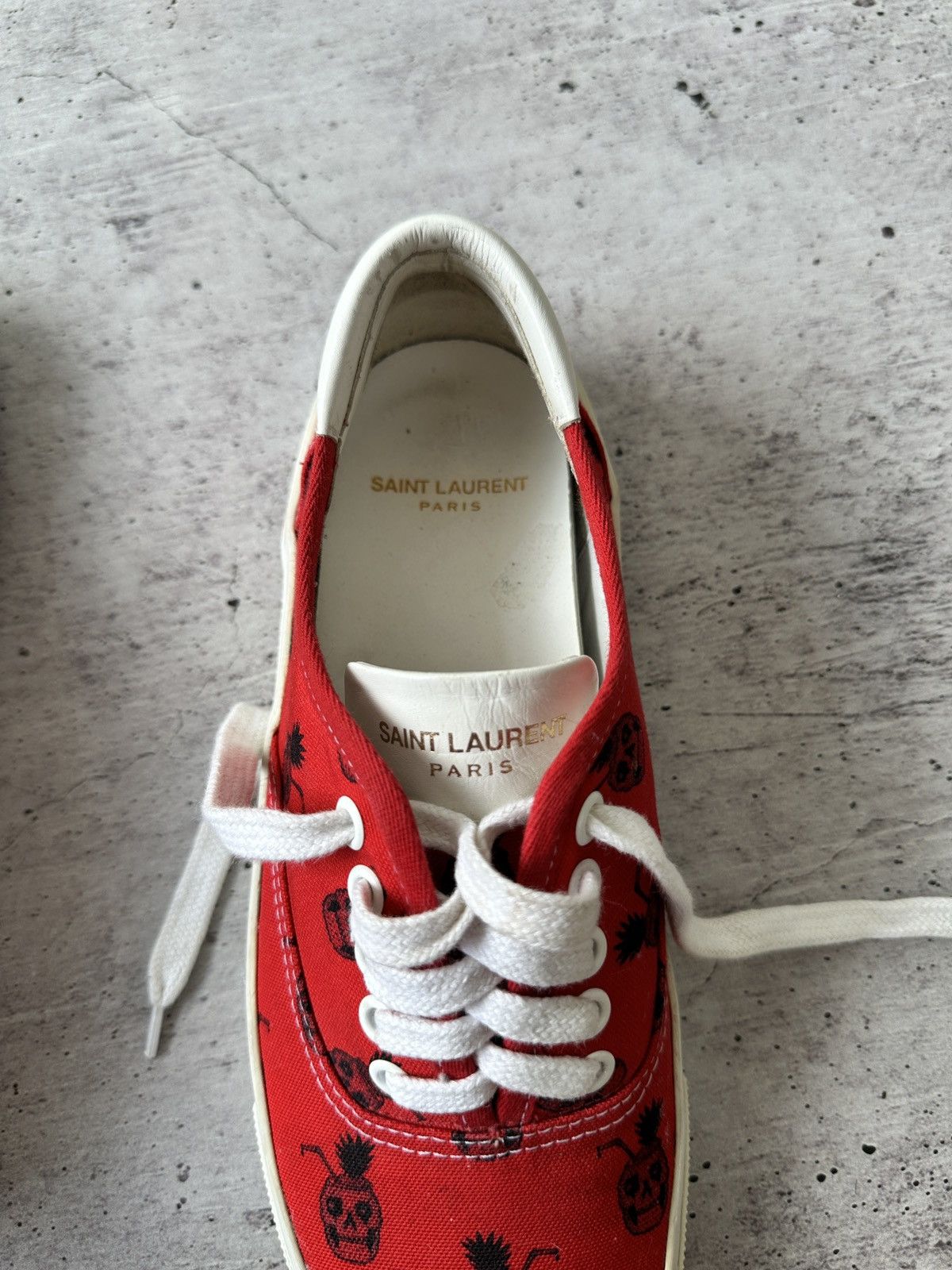 Saint Laurent Paris Saint Laurent Red Pineapple Scull Print Sneakers Size US 8.5 / IT 38.5 - 12 Thumbnail