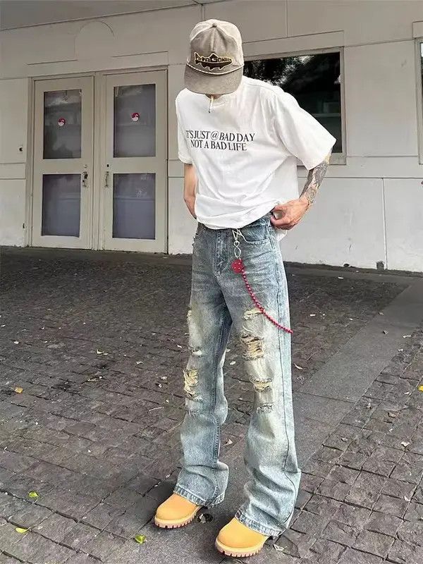 Vintage VIBE Ripped Retro Micro Flare Jeans Size US 34 / EU 50 - 2 Thumbnail