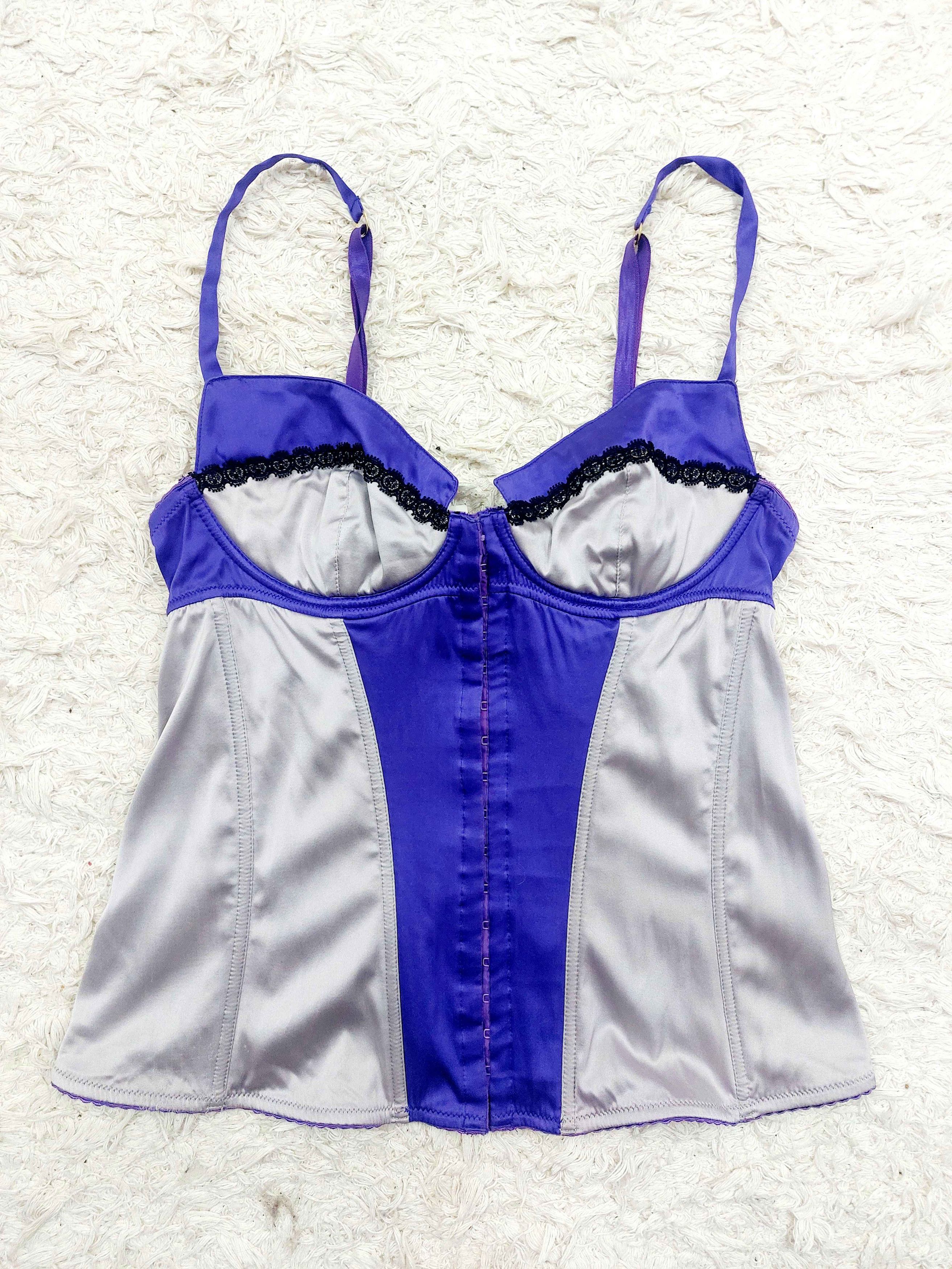 Dolce & Gabbana Dolce and Gabbana D&G Silk Purple Silver Metallic Corset Size L / US 10 / IT 46 - 12 Thumbnail