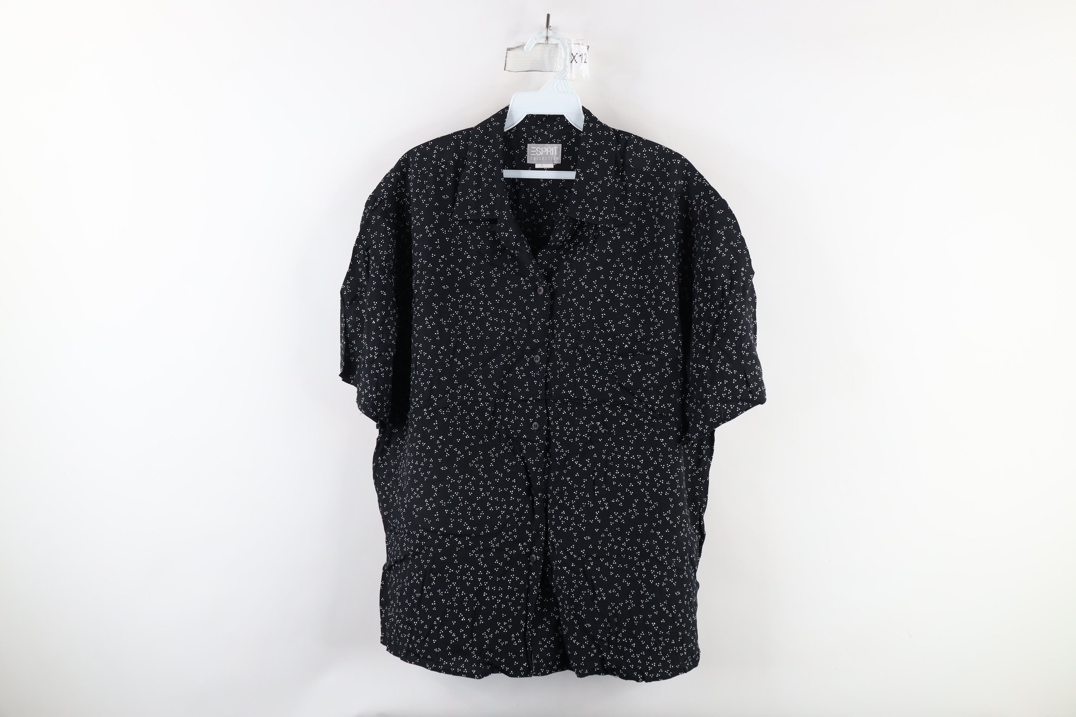 Esprit × Vintage Vintage 90s Esprit Rayon Looped Collar Button Shirt Black Size L / US 10 / IT 46 - 1 Thumbnail
