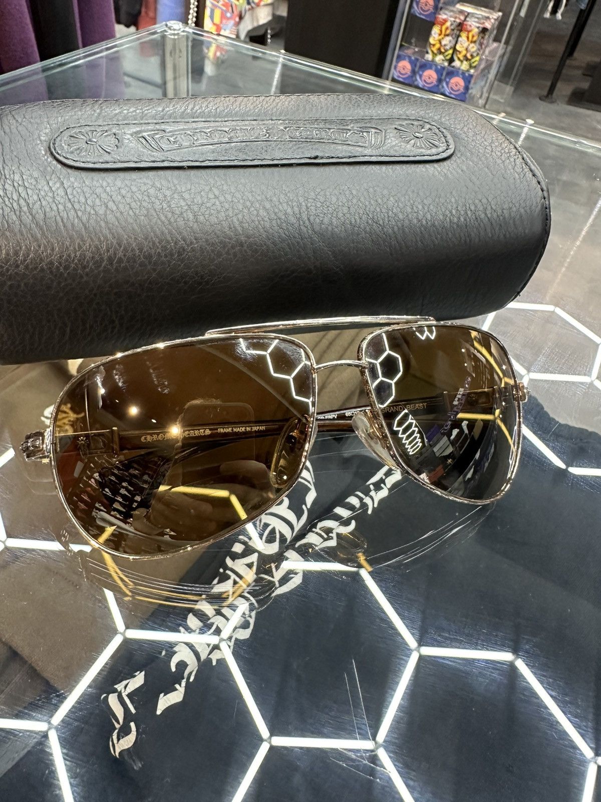 Chrome Hearts Chrome Hearts Grand Beast Aviators Wood / Gold Plated Size ONE SIZE - 2 Thumbnail