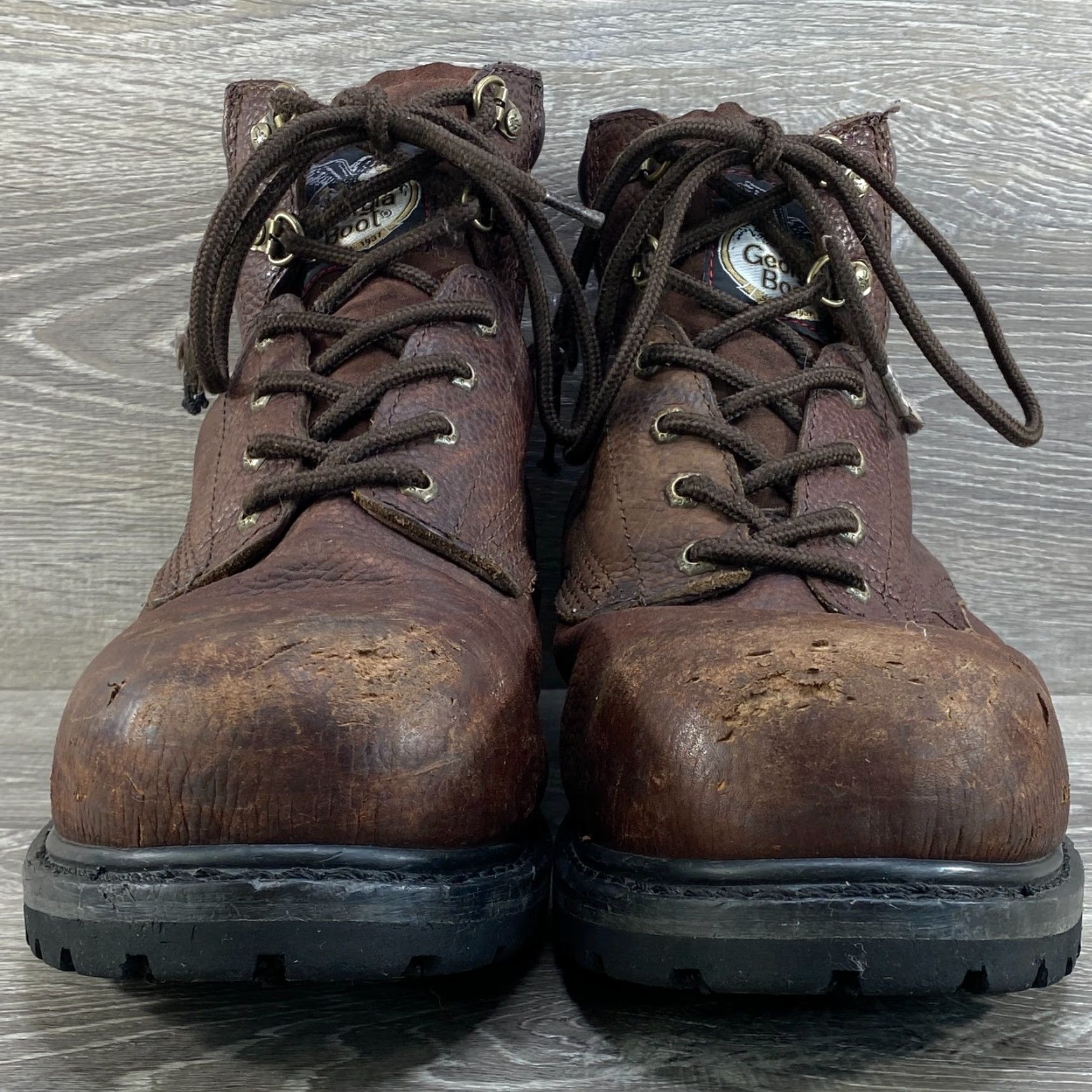 Vintage Georgia Boot Mens 10.5 M Brown Leather 6" Oiler Steel Toe Waterproof Work Boots Shirt Size US 10 / EU 43 - 4 Thumbnail