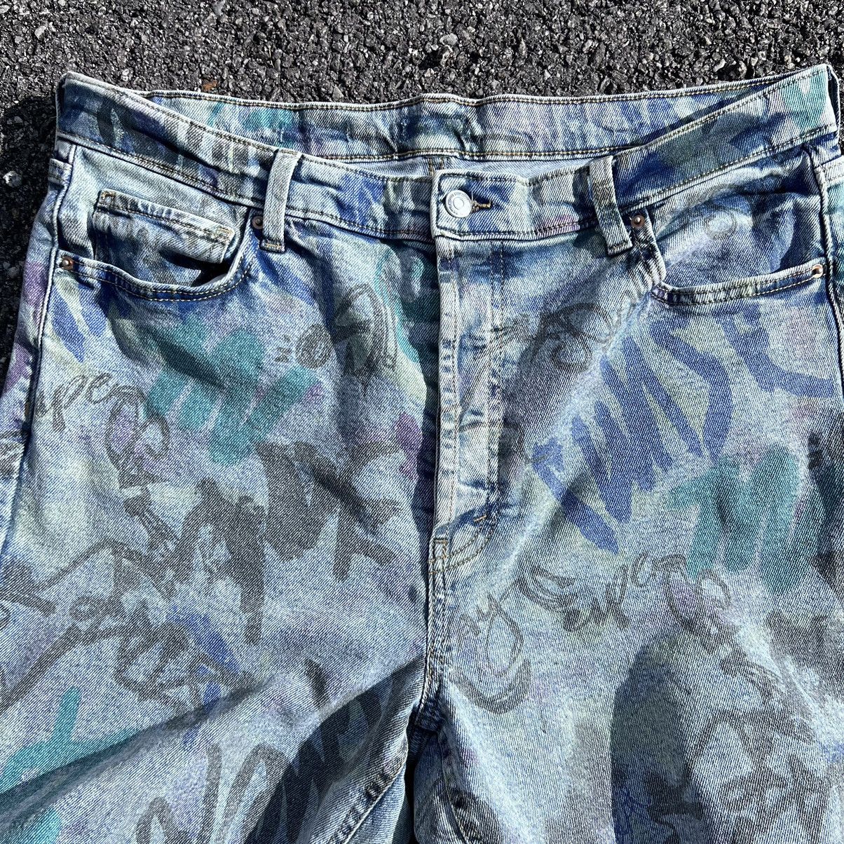 Japanese Brand × Other VTG WILD FABLE ORIGINAL PAINTED JEANS (UNISEX) Size US 38 / EU 54 - 10 Thumbnail