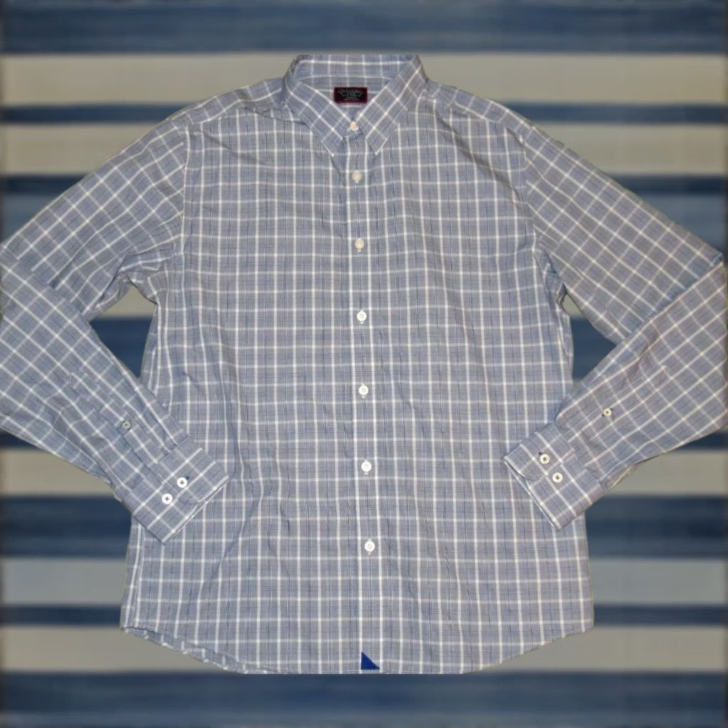 UNTUCKit UNTUCKIT Blue White Plaid Long Sleeve Wrinkle Free Button-Down Shirt Slim L Mens Shirt Size US L / EU 52-54 / 3 - 1 Thumbnail
