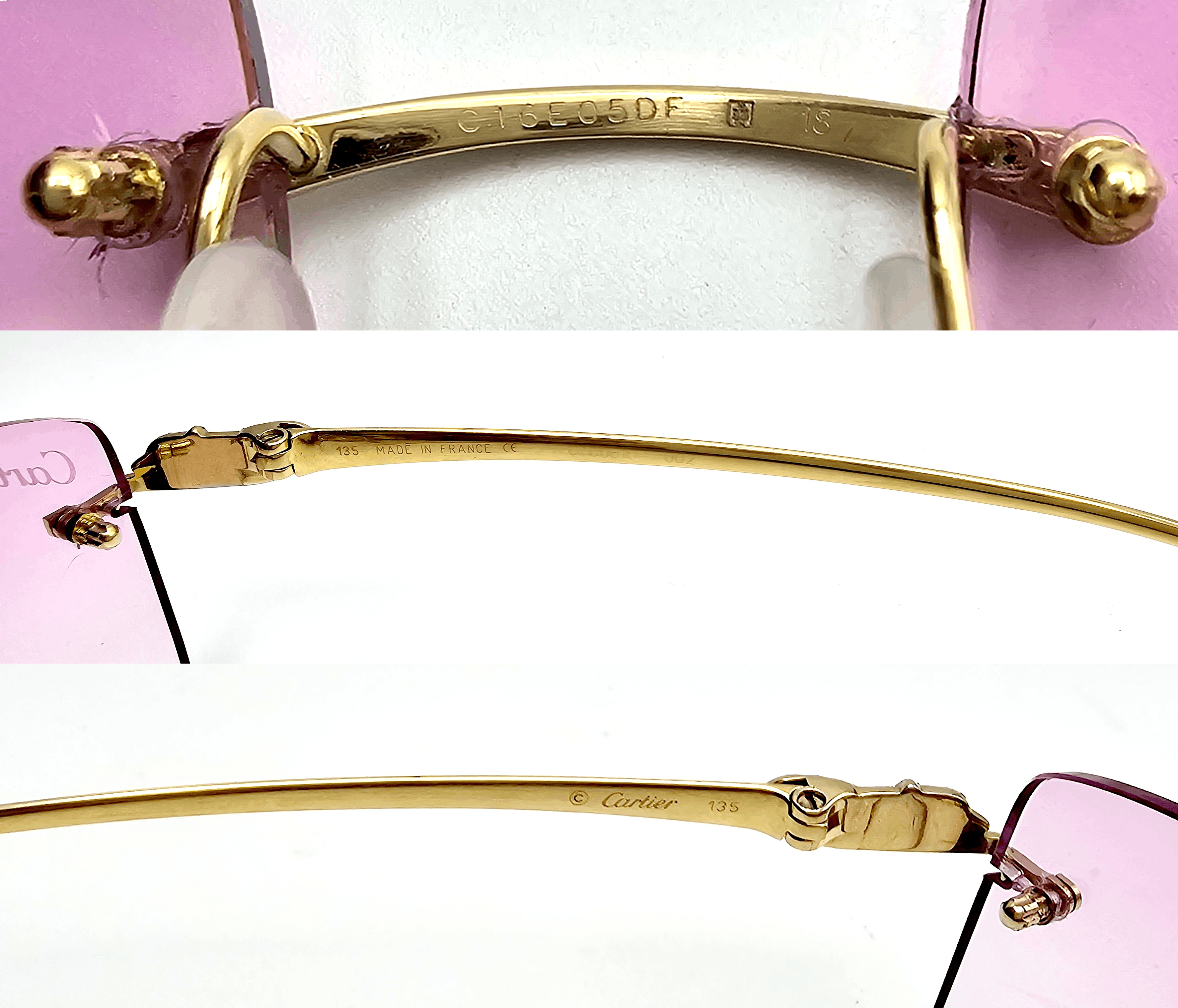 Cartier Cartier Rimless Custom Diamond Gold Sunglasses Size ONE SIZE - 18 Thumbnail