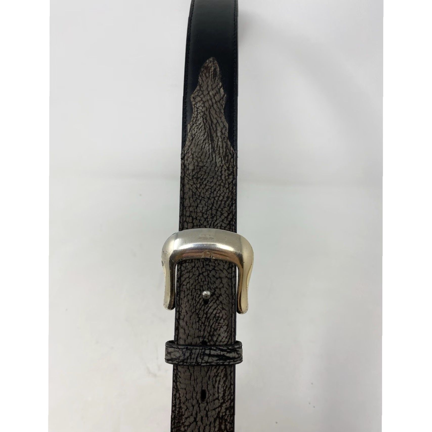 Tony Lama VINTAGE Tony Lama Belt Mens Western Leather Buckle USA Made Black 46 Leather Belt Western Mens US Size 46 - 2 Thumbnail