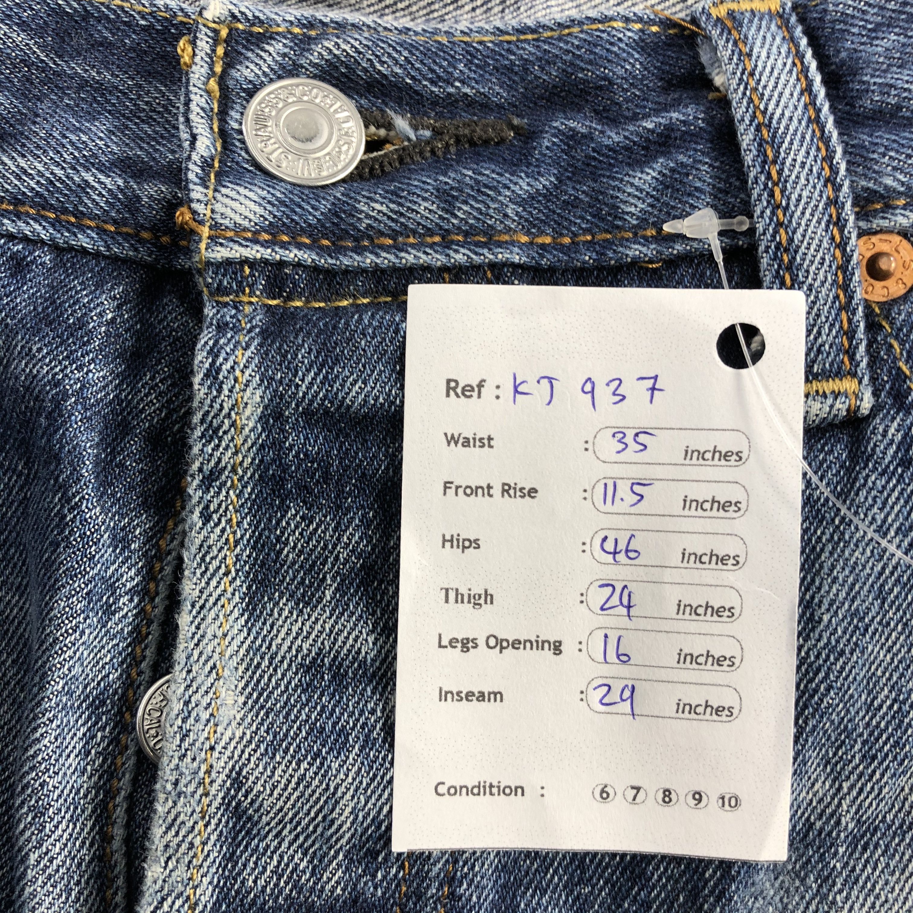 Levi's Vintage Levis 501 Jeans Blue Wash Denim KJ937 Size US 34 / EU 50 - 16 Thumbnail