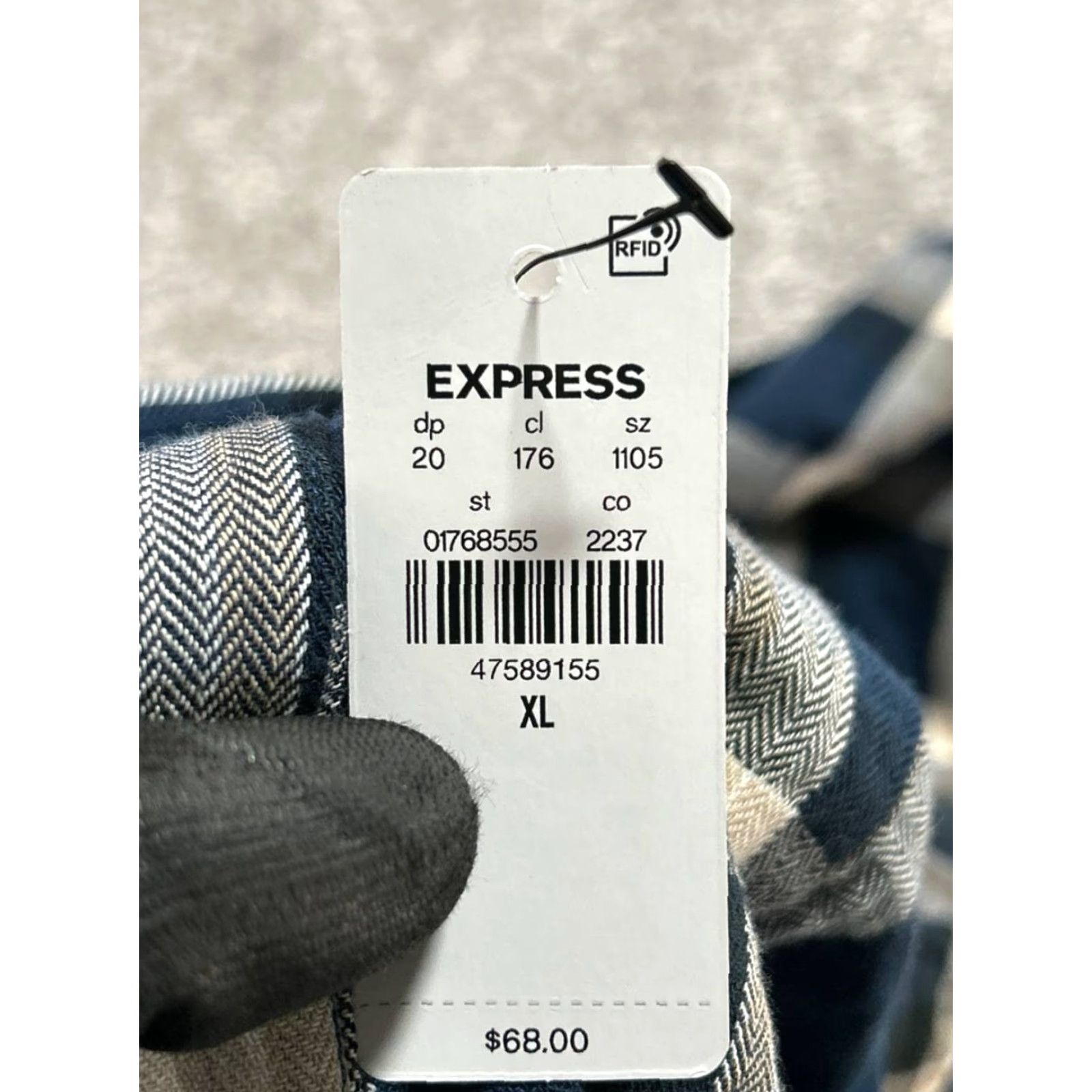 Express Express Shirt Mens XL Plaid Button-Up Cotton Spandex Pocket Multicolor Size US XL / EU 56 / 4 - 5 Thumbnail