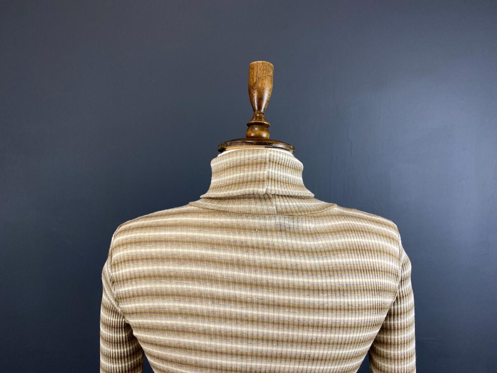Sonia Rykiel Sonia Rykiel Beige Striped Turtle Neck Knit Sweater Size S Size S / US 4 / IT 40 - 9 Thumbnail