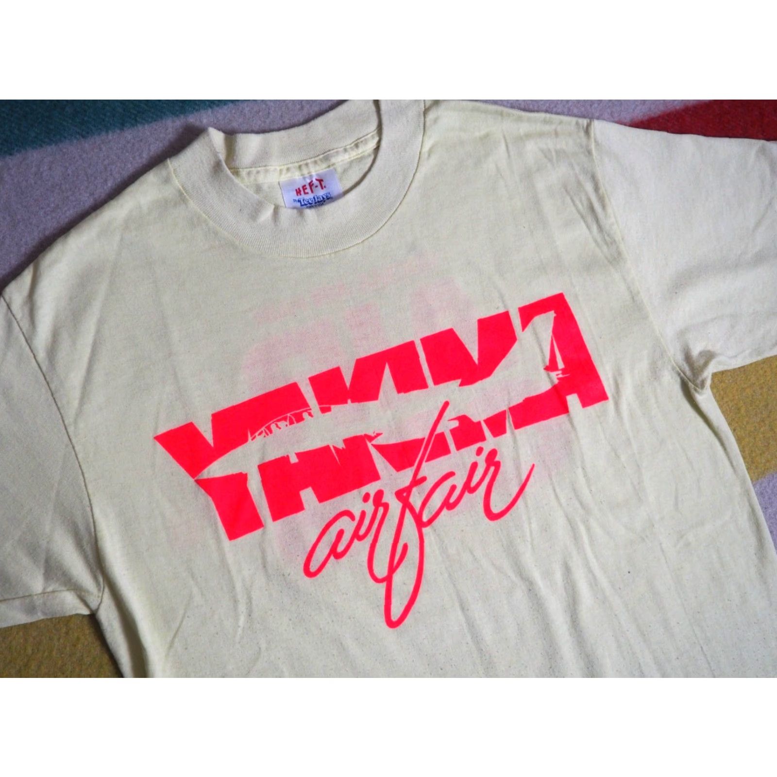 TEE JAYS VTG 80s Hef T Yakima WA Air Fair Fighter Jet USA Yellow Tee T-Shirt Mens S Size US S / EU 44-46 / 1 - 2 Thumbnail