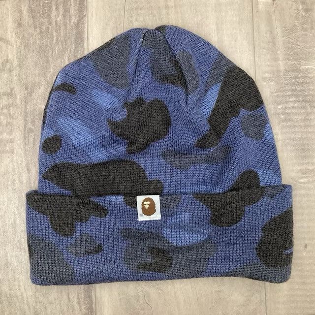 BAPE Blue camo brim beanie knit cap a bathing ape NIGO