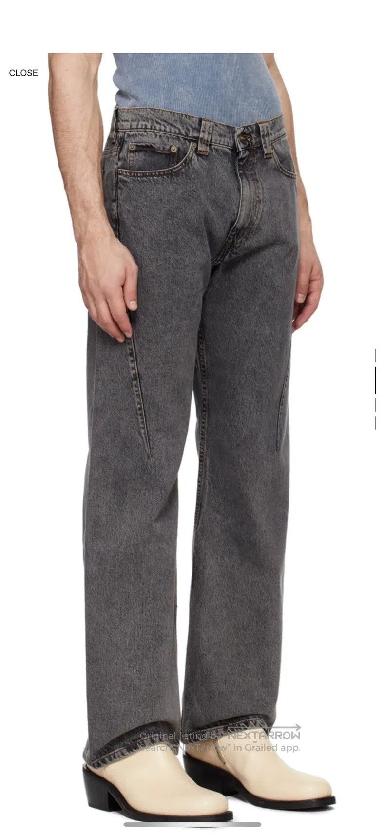Y/Project Y/Project 32 Wash grey pocket embroidered jeans Size US 31 - 9 Thumbnail