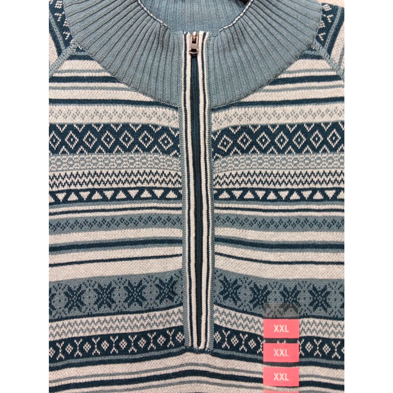Eddie Bauer NWT Eddie Bauer Sweater Women's 2XL Blue Fair Isle Jacquard 1/2 Zip Breathable Pullover Knit Casual Outdoor Geometric Size XXL / US 16-18 / IT 52-54 - 6 Thumbnail