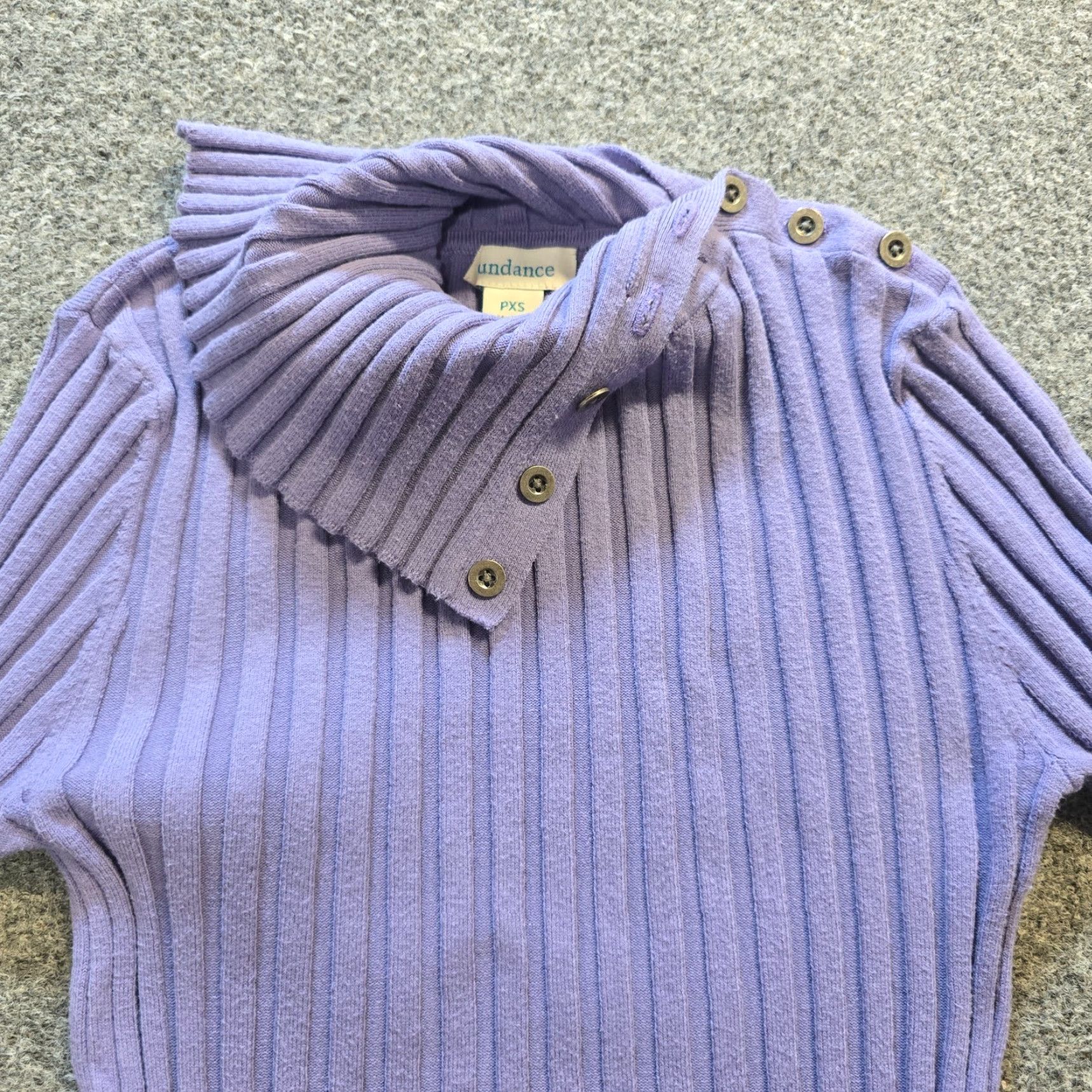 Vintage Sundance Top Womens XS Petite Purple Ribbed Knit Turtleneck Stretch Casual Shirt Size XS / US 0-2 / IT 36-38 - 2 Thumbnail
