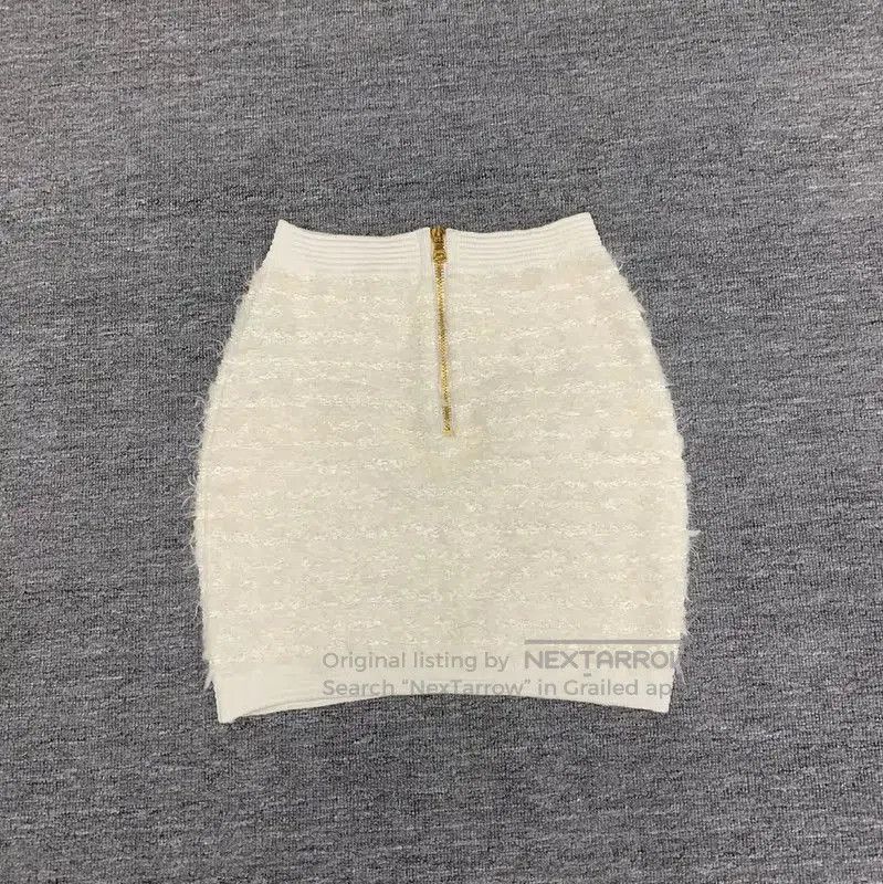 Balmain Balmain White Cotton Women's Skirt . Size 23" - 2 Thumbnail