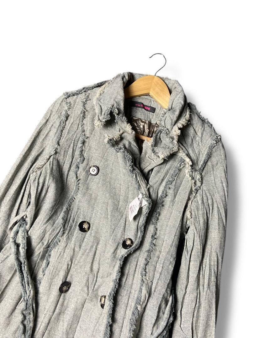 Japanese Brand Spread Azure Double Breasted Frayed Seams Trench Coat (160) Size XS / US 0-2 / IT 36-38 - 6 Thumbnail