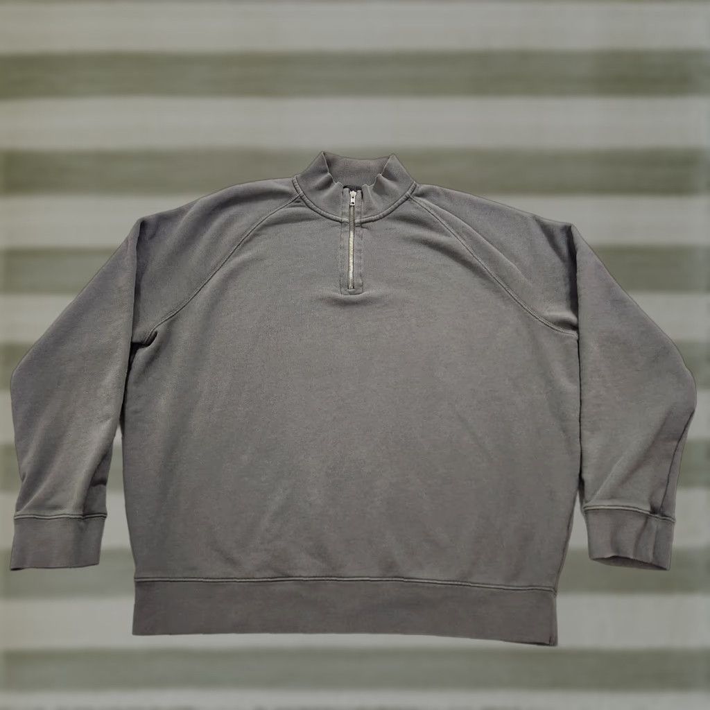 ATM Pullover Sweatshirt Mens XL Gray 1/4 Zip Mock Neck Cotton