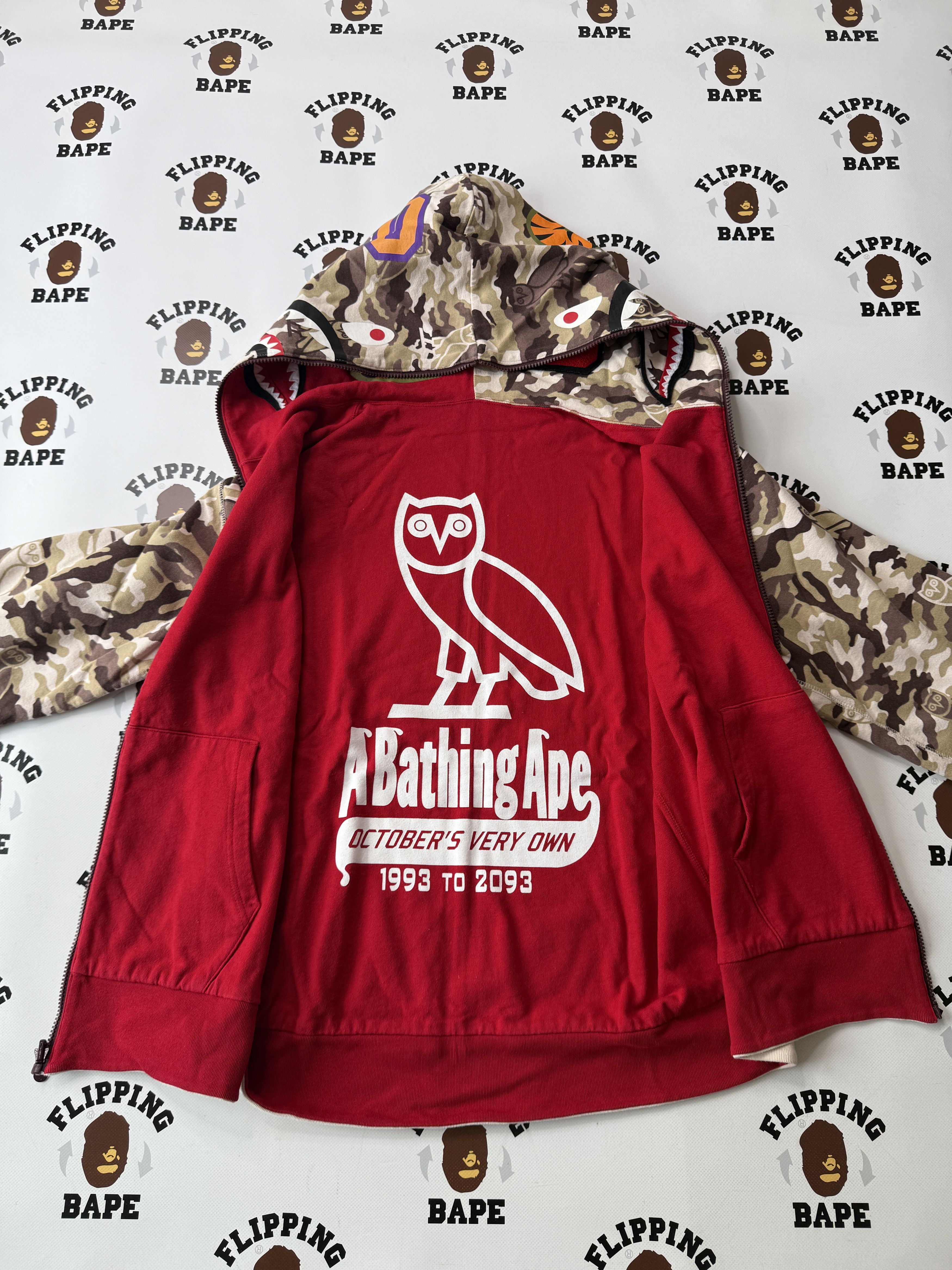 Bape × October's Very Own BAPE X OVO REVERSIBLE SHARK FULL ZIP HOODIE Size US XL / EU 56 / 4 - 8 Thumbnail