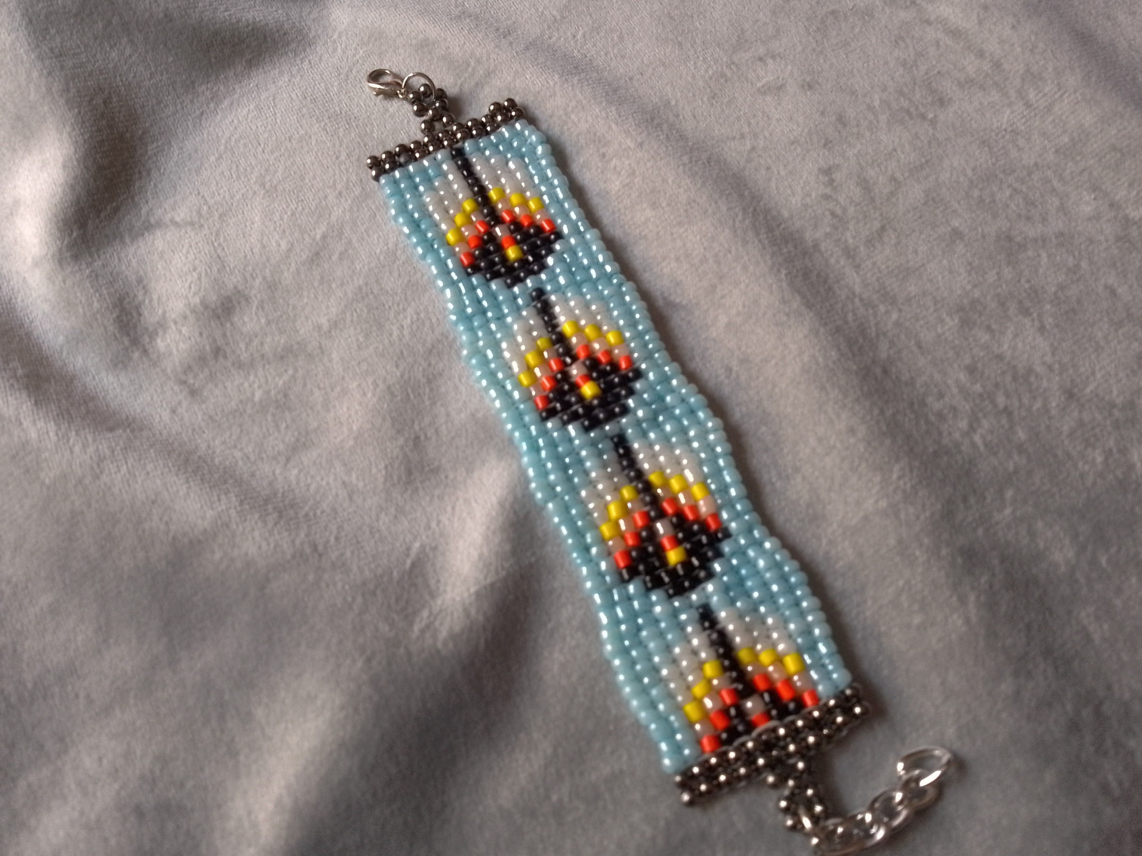 Handmade Bracelet Ethnic Native Americans Blue Beaded Size ONE SIZE - 5 Thumbnail