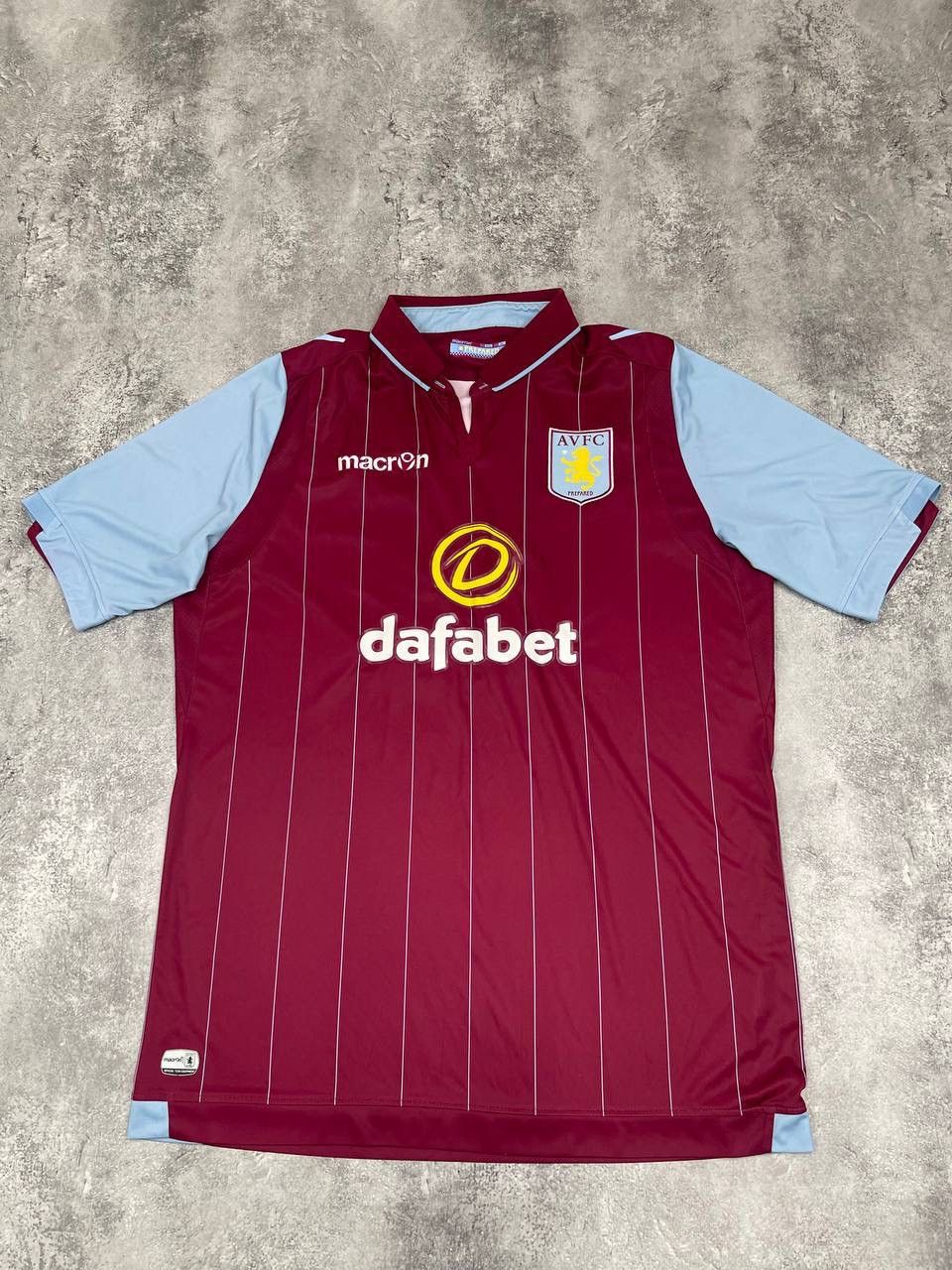 Macron Macron Men Home Football Shirt Jersey Claret Blue Striped Size US XXL / EU 58 / 5 - 1 Thumbnail