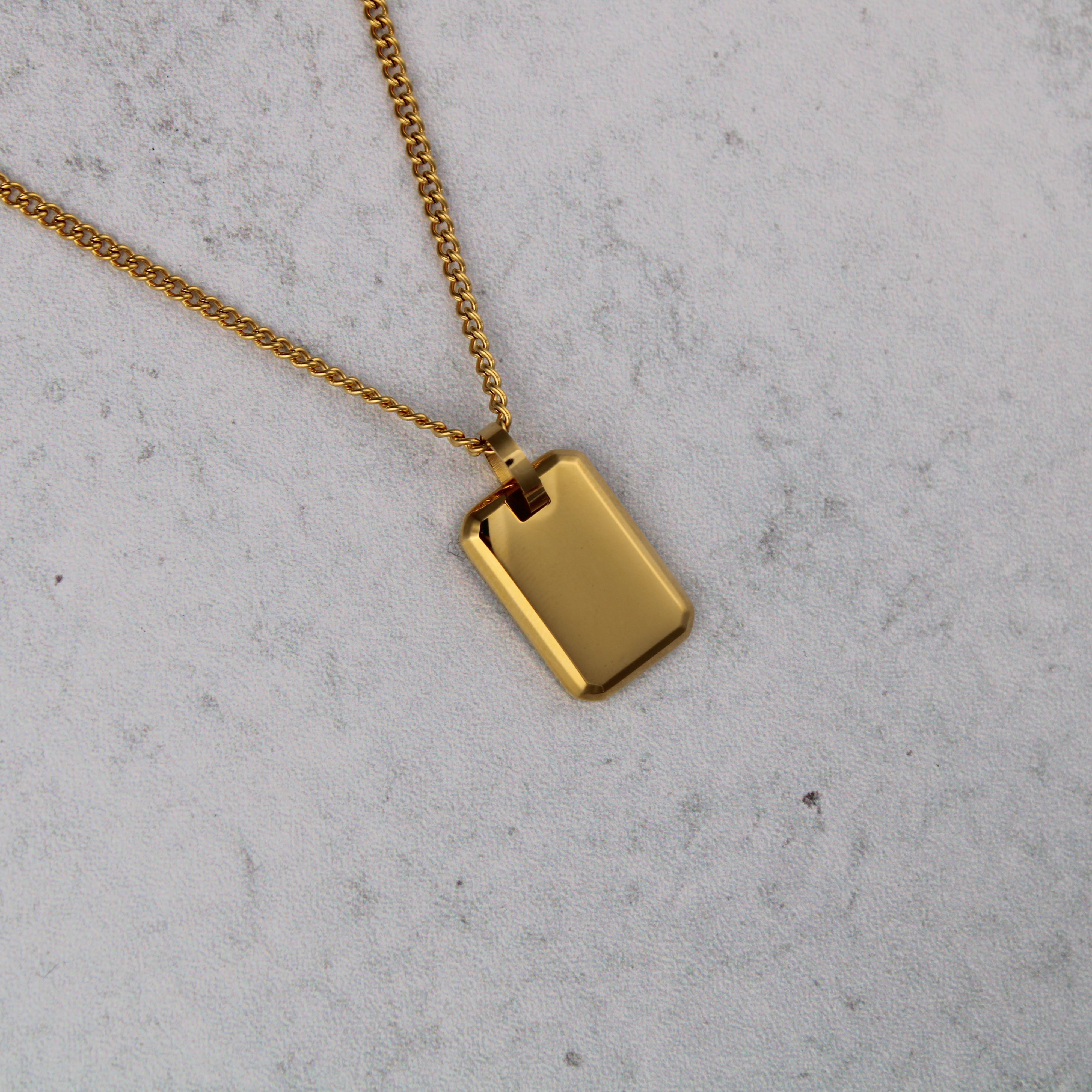 Jewelry Gold Tag Pendant Chain Necklace Size ONE SIZE - 2 Thumbnail