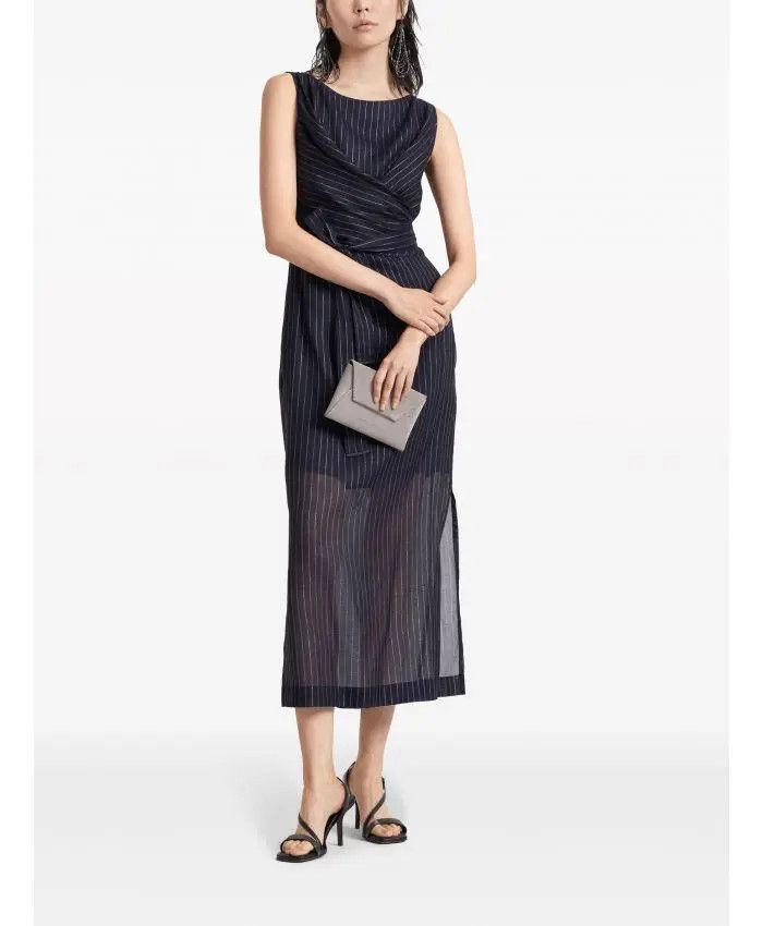 Brunello Cucinelli o1w1db10825 Dress in Open Blue Size S / US 4 / IT 40 - 2 Thumbnail