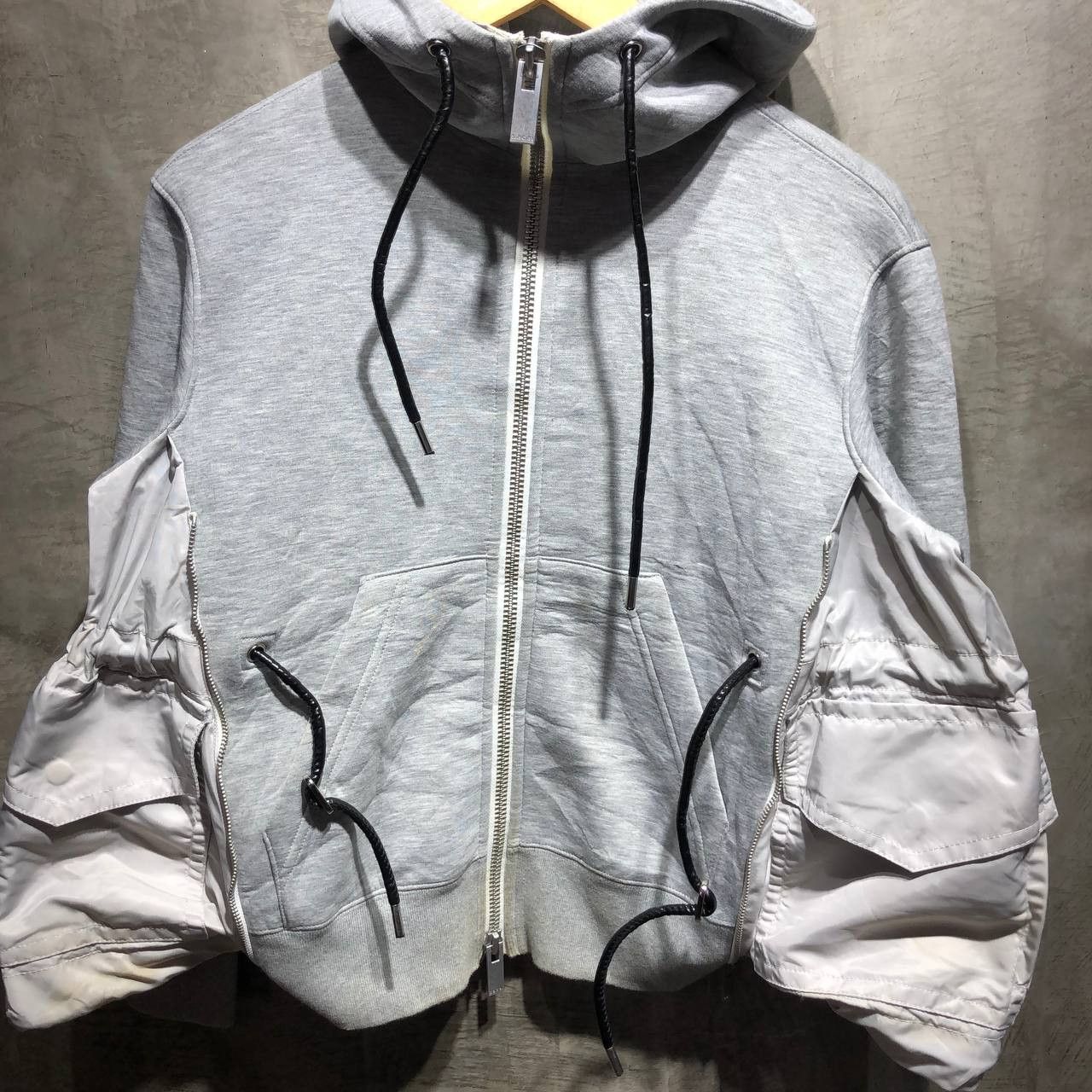 Sacai Sacai Sponge Sweat X Nylon Twill zip front hoodie Size XS / US 0-2 / IT 36-38 - 6 Thumbnail