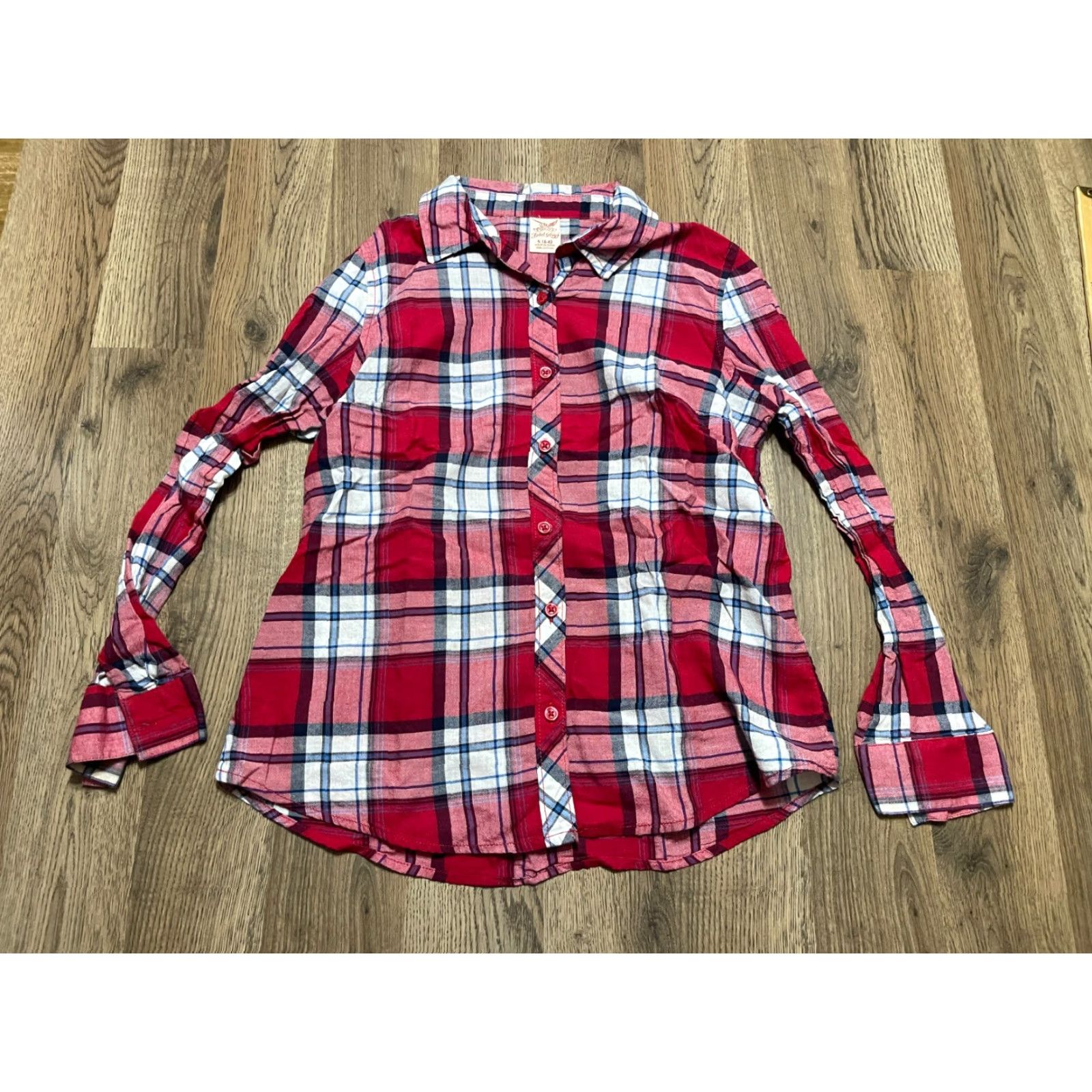 Faded Glory Faded Glory Shirt Women's Small Red Plaid Button Up Long Sleeve Size S / US 4 / IT 40 - 2 Thumbnail