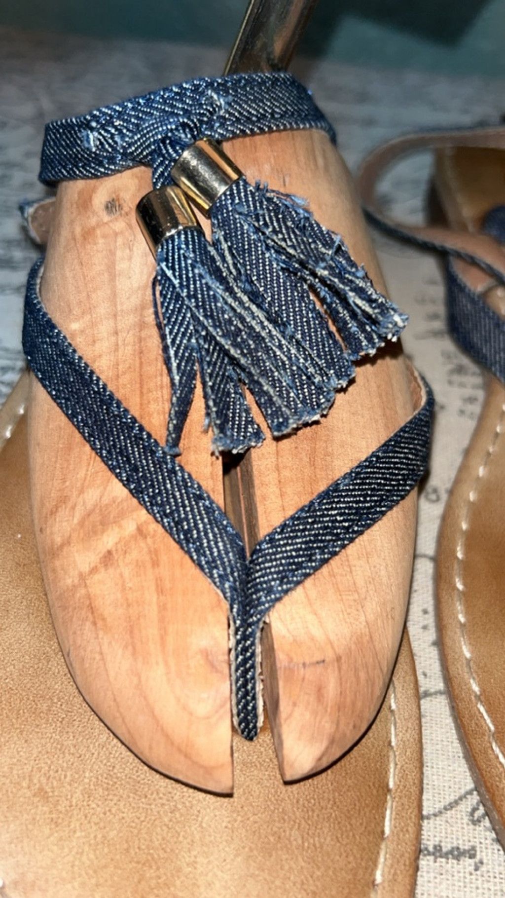 Route 66 Women's Route 66 Sandals Size 8 Blue Brown Denim Tassel Thon Size US 8 / IT 38 - 1 Thumbnail