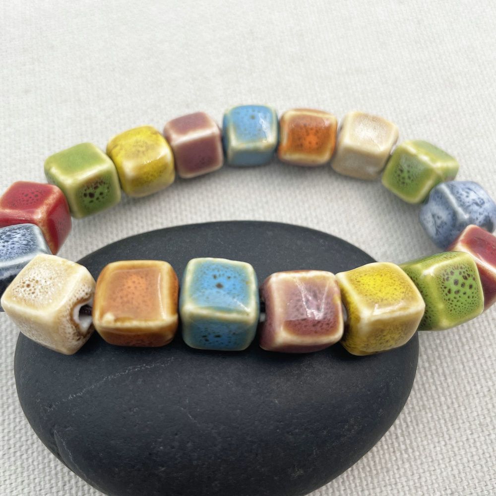 Jewelry MultiColor Ceramic Beaded Bracelet, Handmade Beads Size ONE SIZE - 3 Thumbnail