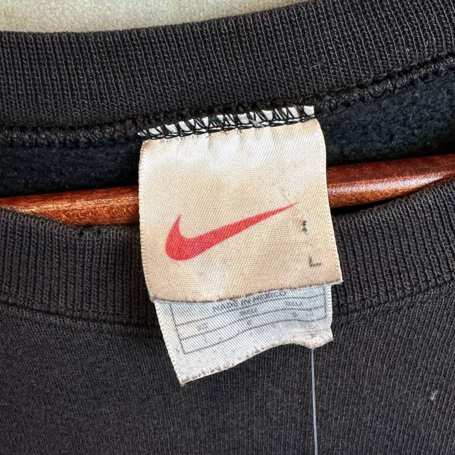 Nike × Vintage Vintage 90s Nike Crewneck Sweatshirt Sz L Black Swoosh Logo Size US L / EU 52-54 / 3 - 4 Thumbnail