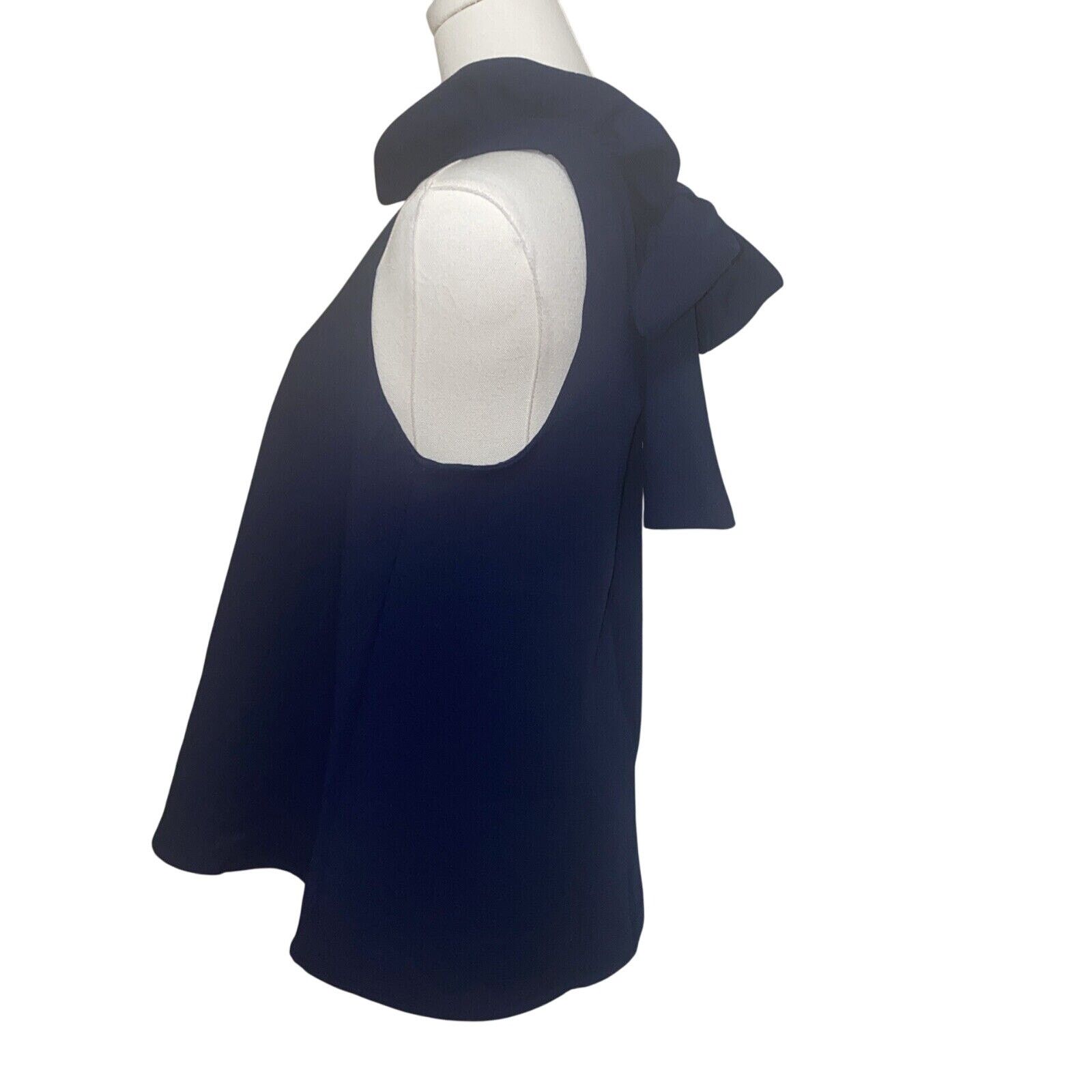 Other Pomander Place Blue Sleeveless Ruffle Collar Tie Bow Top S Size S / US 4 / IT 40 - 3 Thumbnail