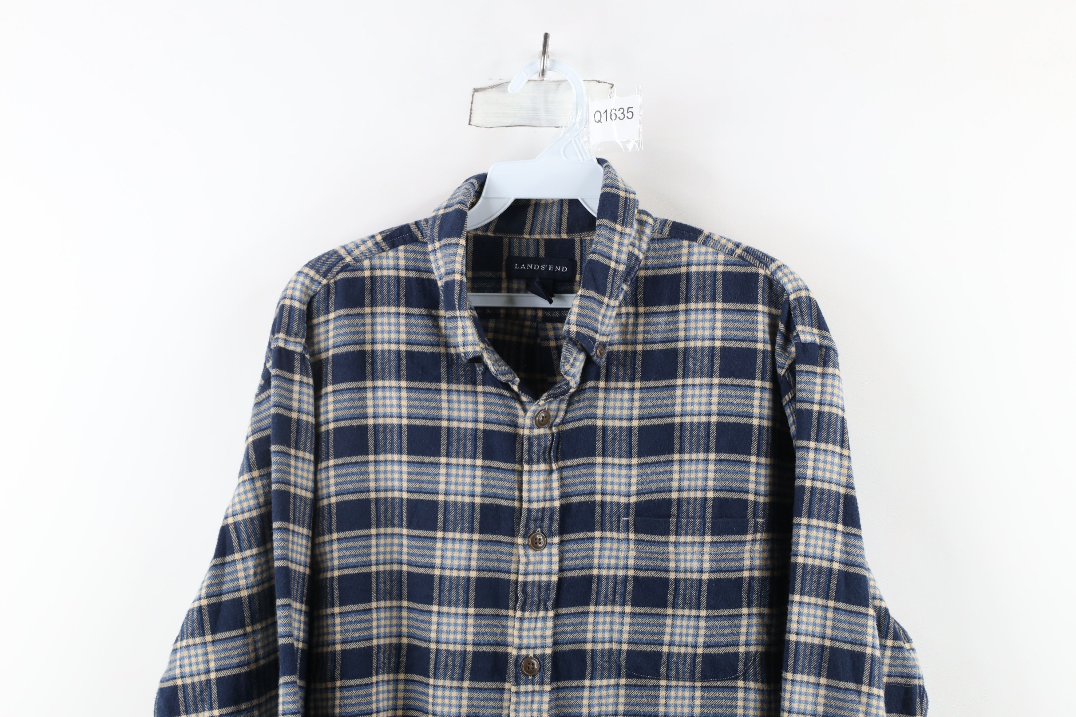 Lands' End × Vintage Vintage Lands End Fit Flannel Collared Button Down Shirt Size US L / EU 52-54 / 3 - 2 Thumbnail