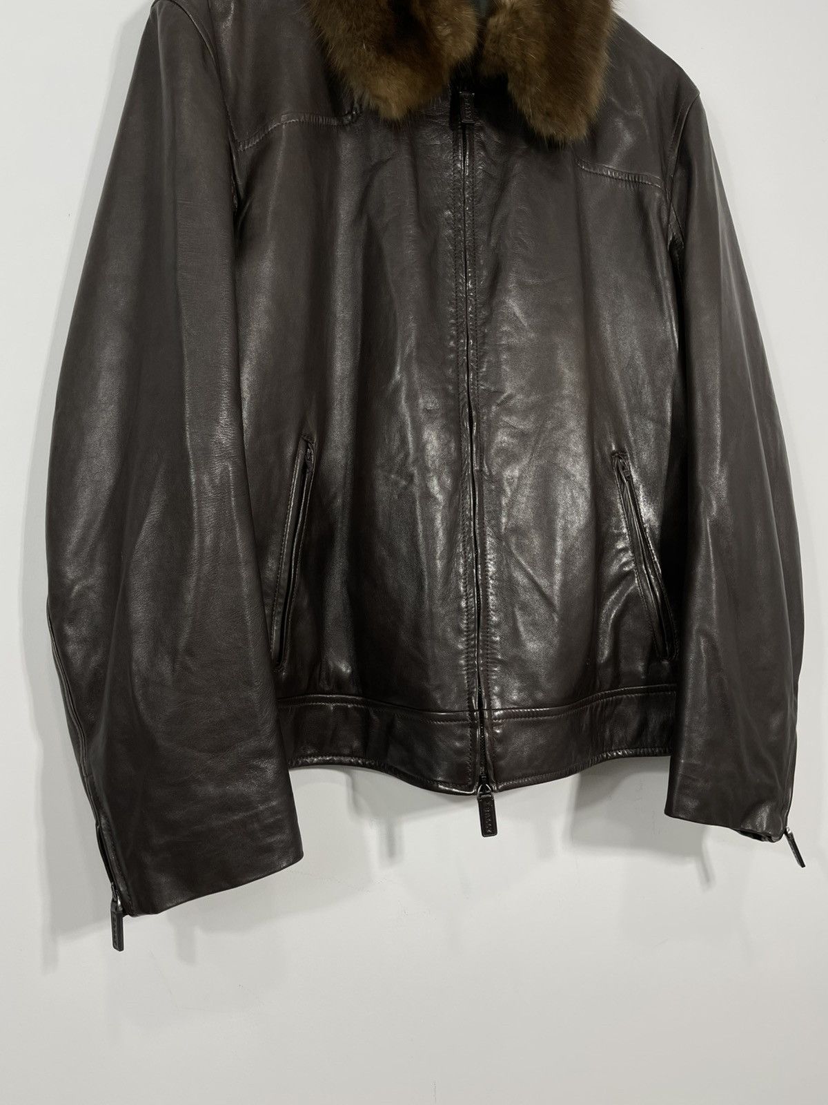 Bally Vintage BALLY Brown Soft Leather Jacket with Fur Collar Size US L / EU 52-54 / 3 - 5 Thumbnail