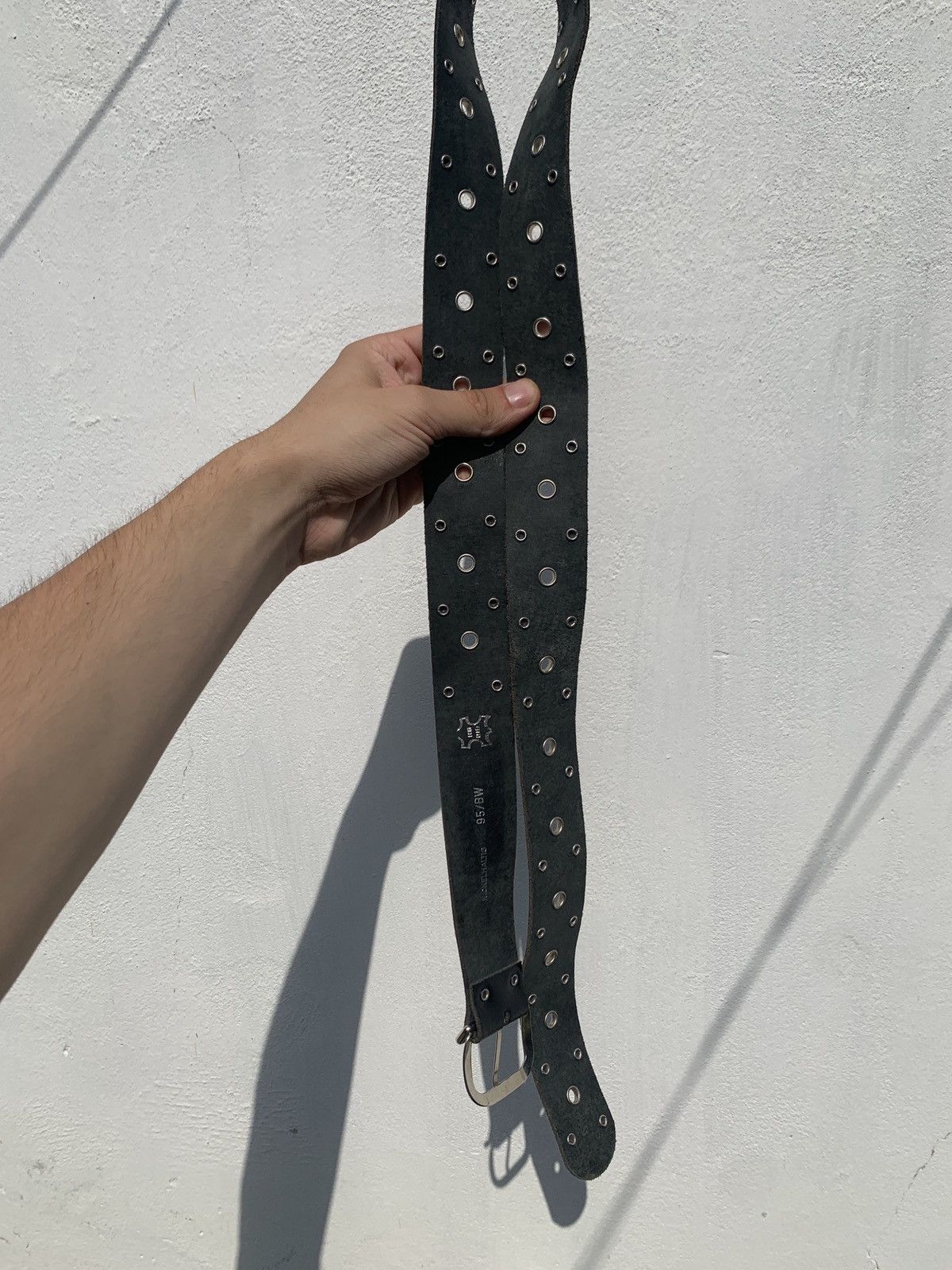 Japanese Brand Vintage 90s Dark Leather Designer Y2K Punk Rhinestones Belt Size ONE SIZE - 8 Thumbnail