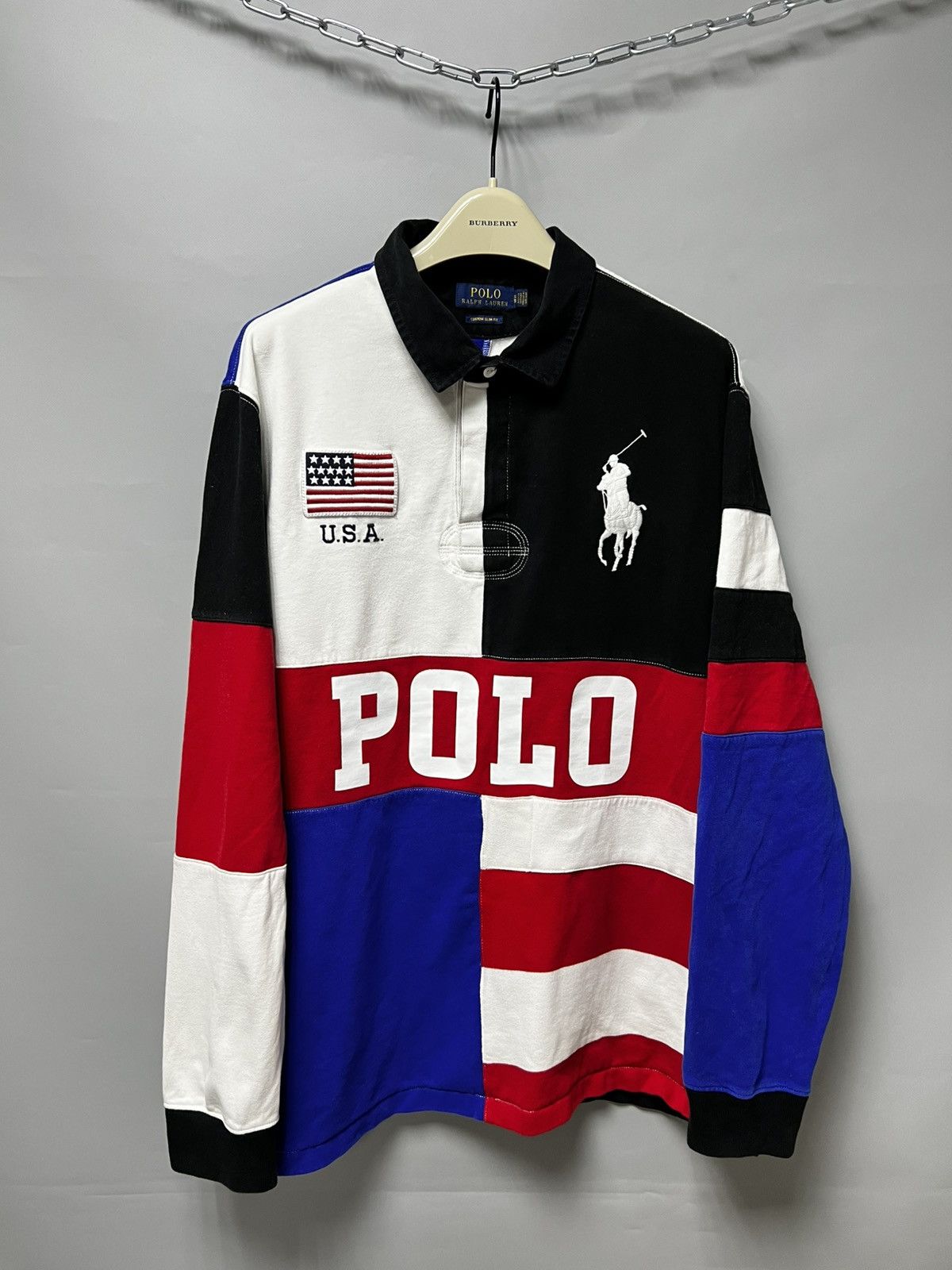 Polo Ralph Lauren Polo Ralph Lauren Big Pony USA Flag Rugby Shirt #10 Limited Size US XL / EU 56 / 4 - 1 Thumbnail