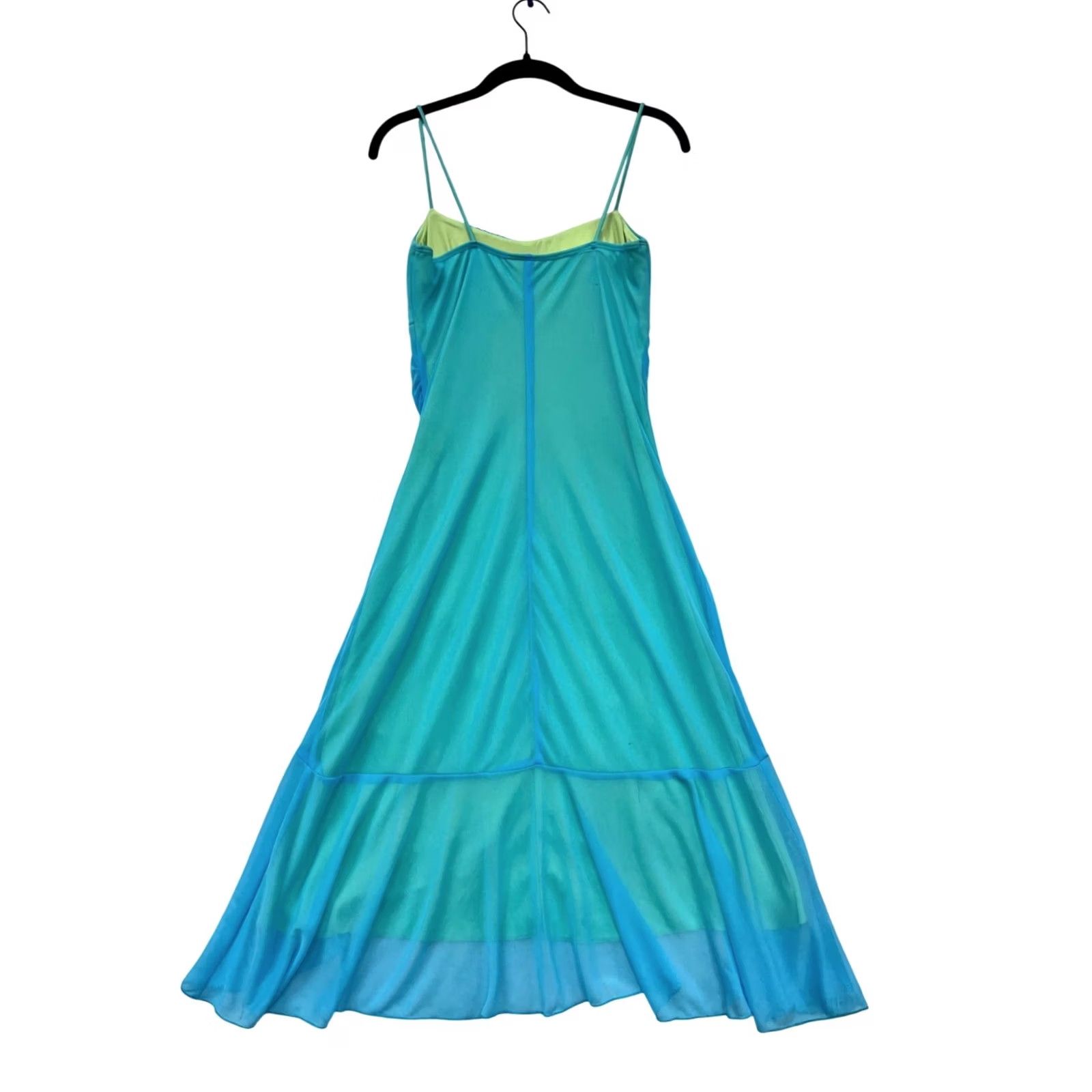 Vintage Studio Y Spaghetti Strap Layered Dress Unisex Adults L Blue & Green Knee Length Sundress Womens/Mens Size L / US 10 / IT 46 - 2 Thumbnail