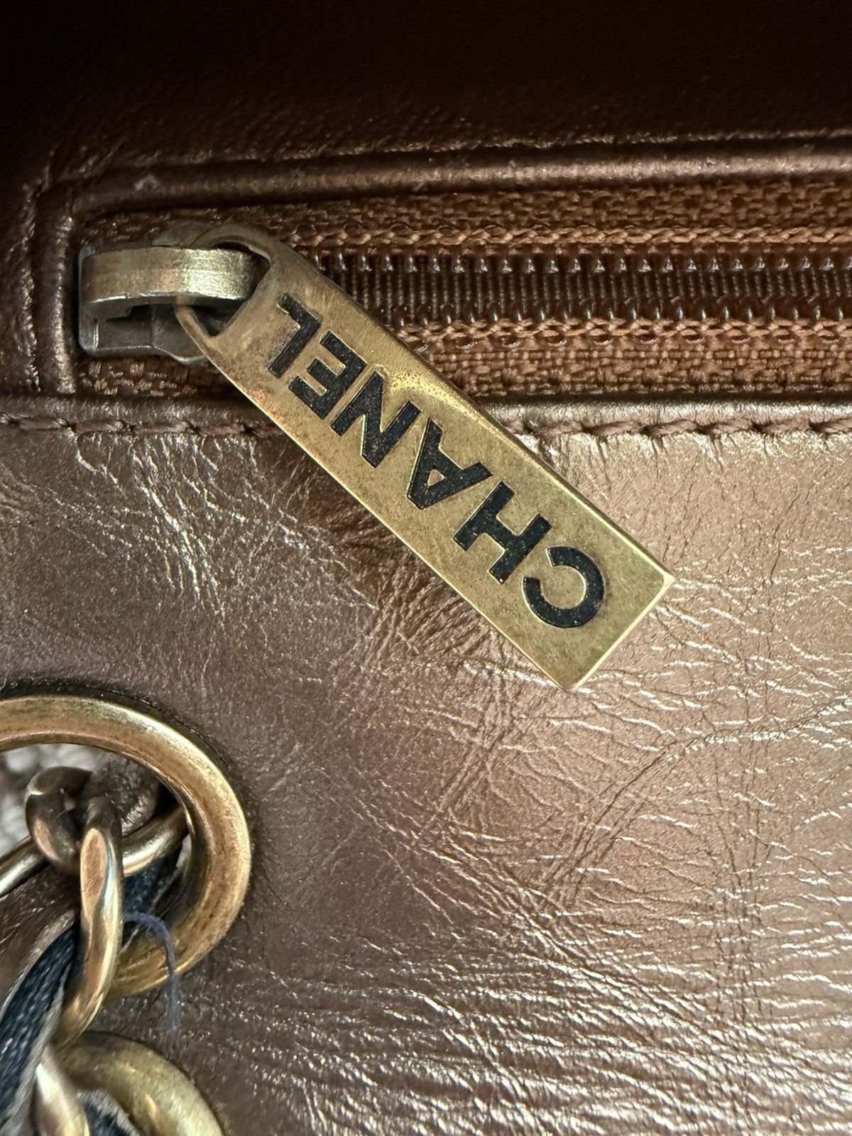Chanel Chanel metallic bronze embossed Logo Classic Flap Bag Size ONE SIZE - 4 Thumbnail