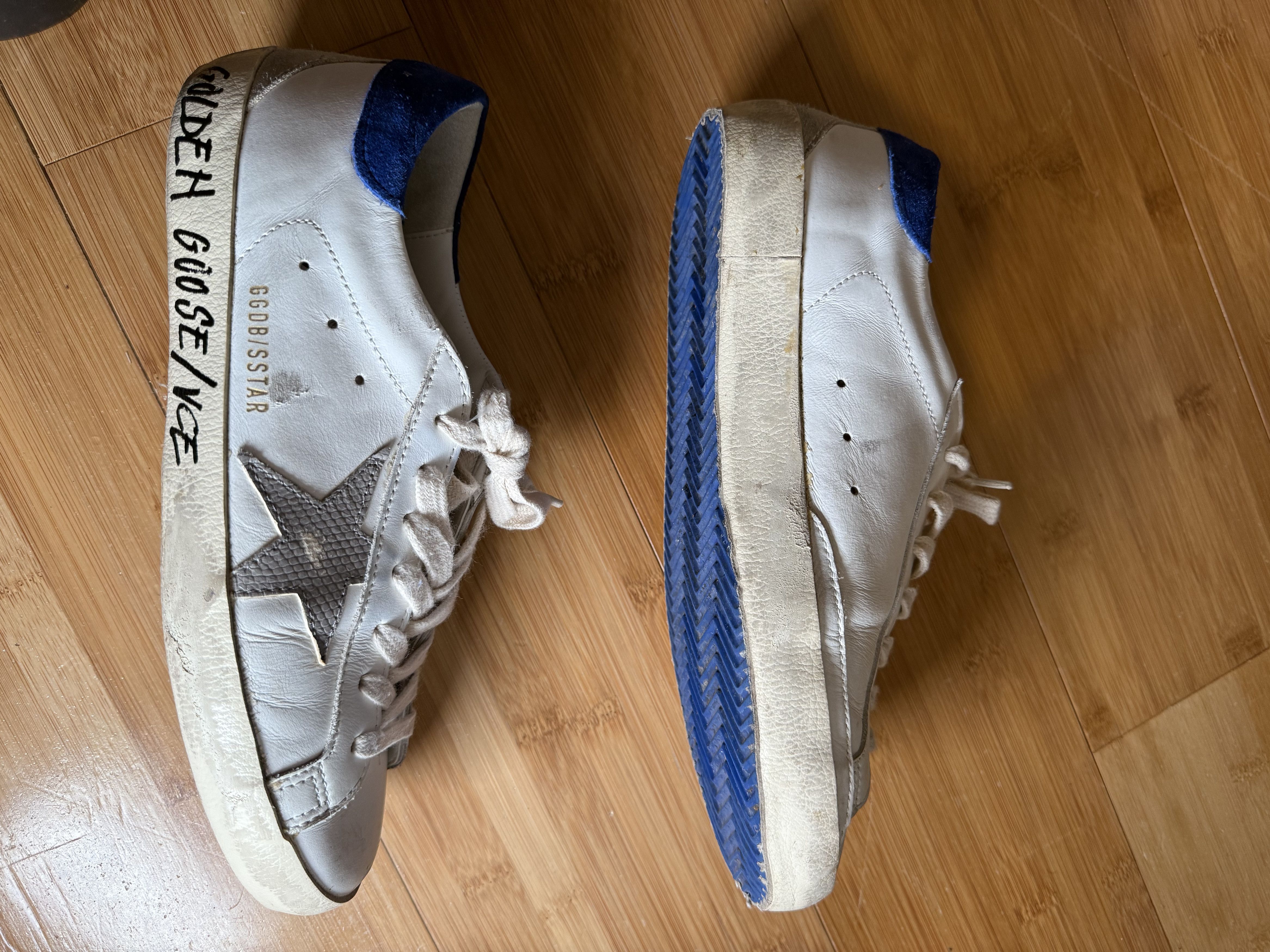 Golden Goose Golden Goose Super-Star White Snake Blue Size US 7 / EU 40 - 1 Thumbnail