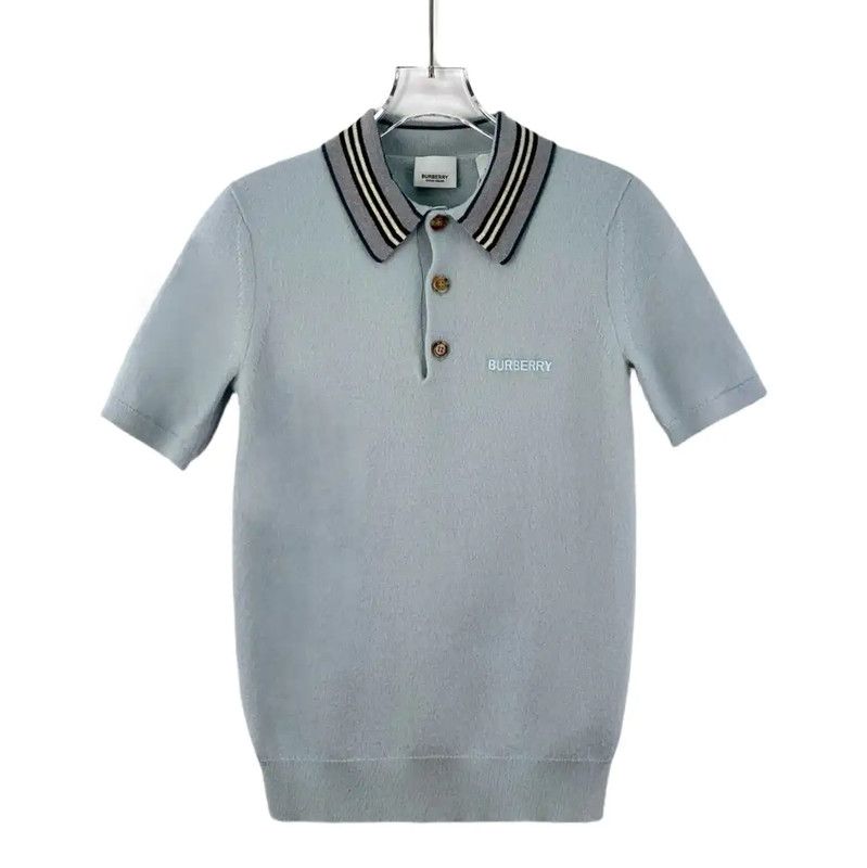 Burberry Burberry Light Blue Wool Embroidered T-Shirt Size S / US 4 / IT 40 - 1 Thumbnail