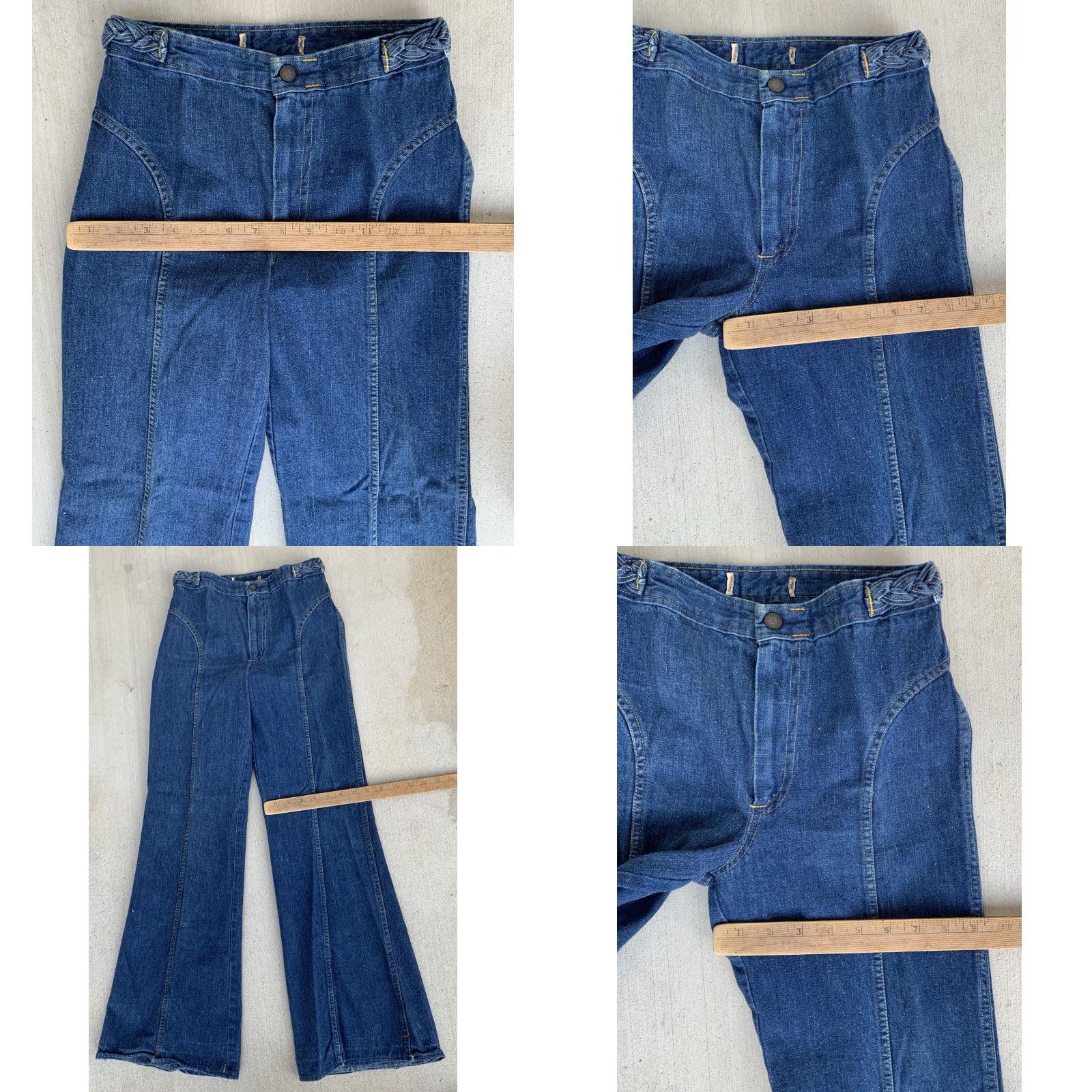 Bell VINTAGE Bell Bottoms Jeans 70s 1970s Talon 42 zipper 28L 26 Waist Blue Denim Hipppy Bell Bottoms Mens Womens Size 28" / US 6 / IT 42 - 11 Thumbnail