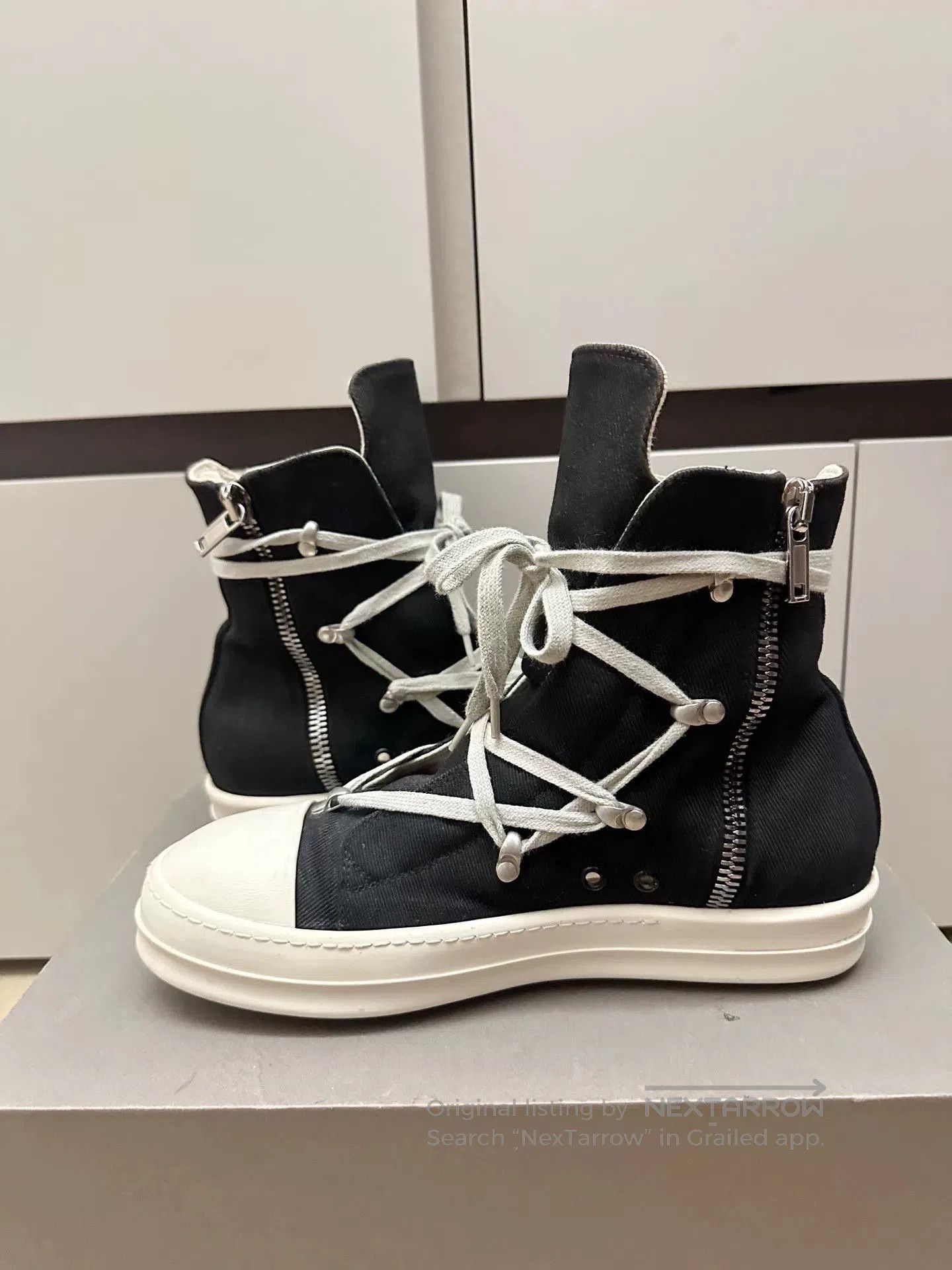 Rick Owens Drkshdw Rick Owens DRKSHDW High-Top Canvas Sneakers. Size US 7 / EU 40 - 5 Thumbnail