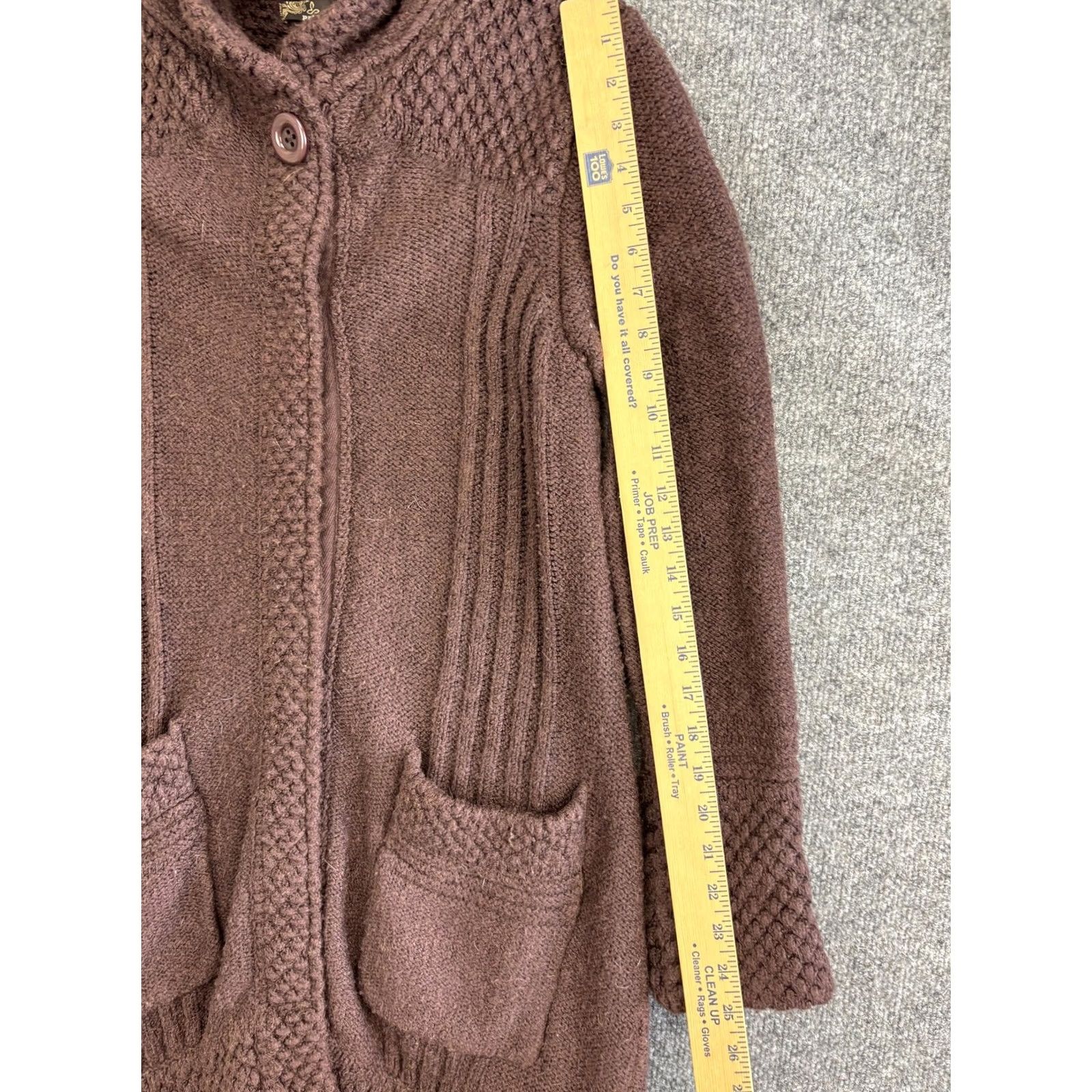 Prana prAna Cardigan Womens Medium Brown Long Knit Shawl Collar Pockets W3180540 Size M / US 6-8 / IT 42-44 - 3 Thumbnail