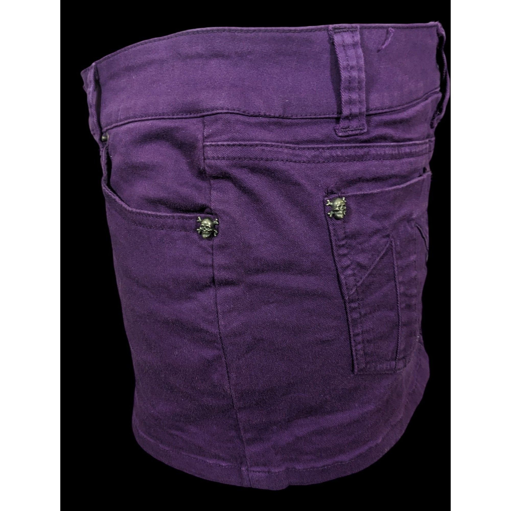 Tripp NYC Gothic Punk Tripp NYC Purple Denim Mini Skirt Size 31" - 2 Thumbnail