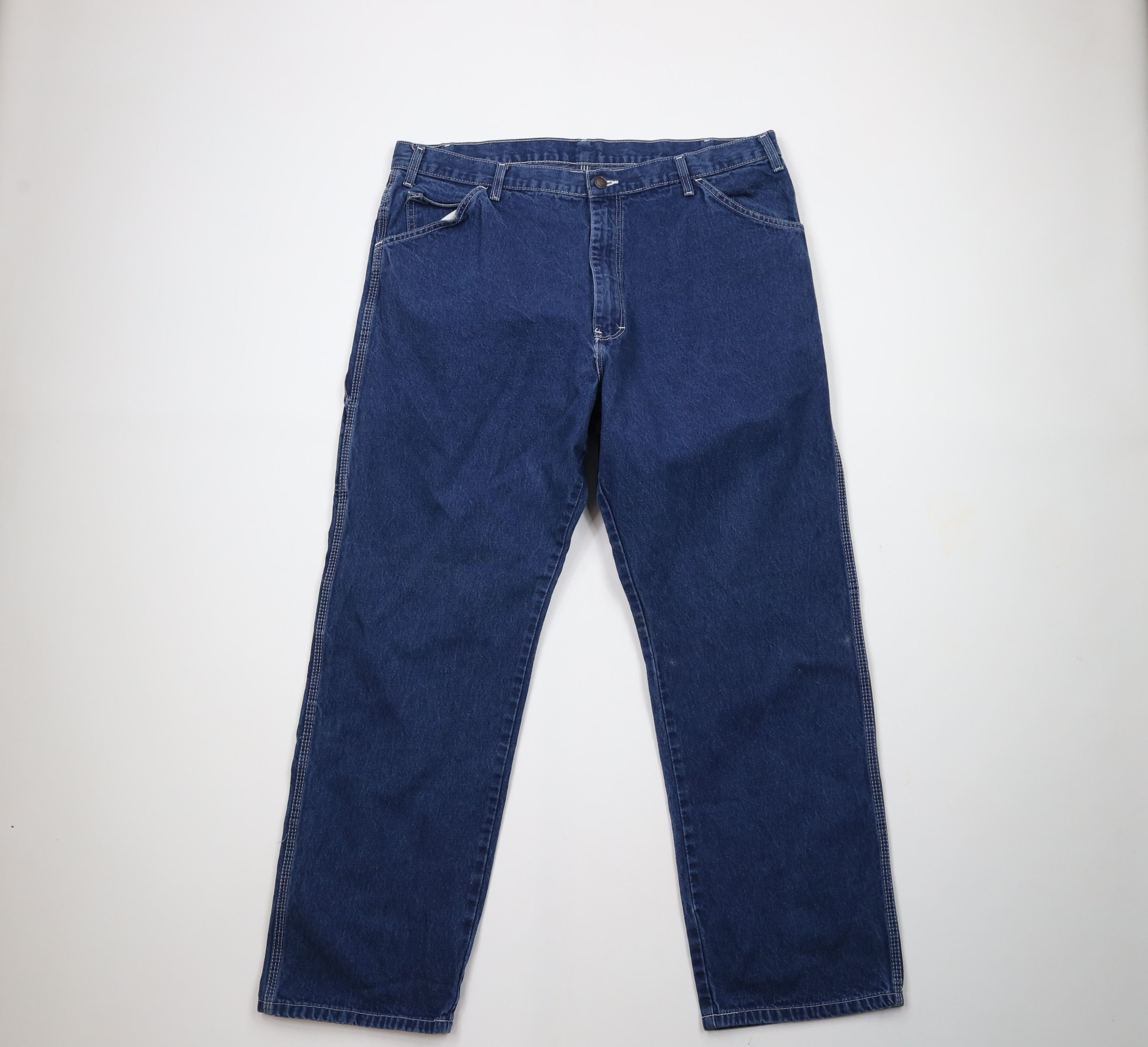 Dickies × Vintage Vintage 90s Dickies Spell Out Wide Leg Dungaree Denim Jeans Size US 40 / EU 56 - 1 Thumbnail