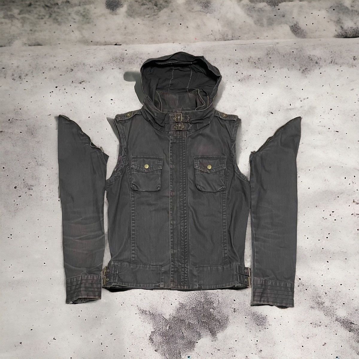 image of Ppfm Deconstructable Hooded Jacket in Grey, Men's (Size Large)