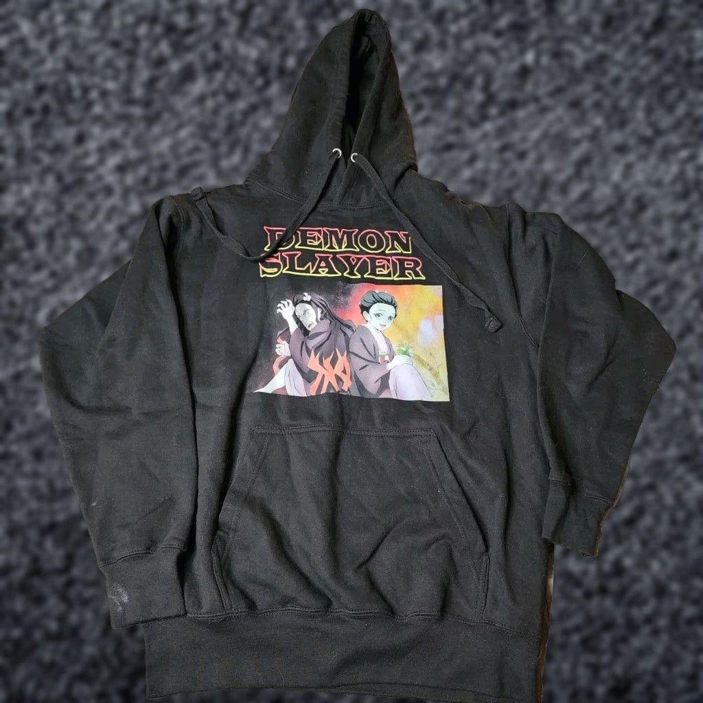 Vintage Demon Slayer Mens Hoodie L Black Anime Logo Distressed Pullover Shirt Size US L / EU 52-54 / 3 - 1 Thumbnail